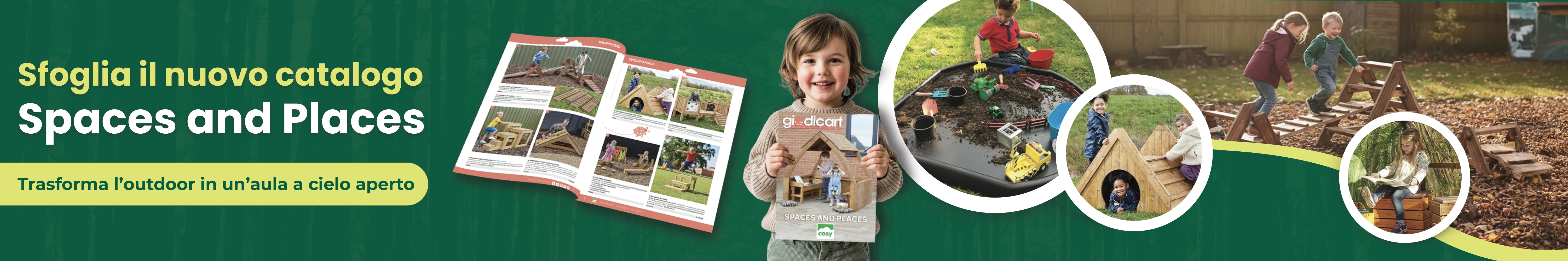 Scopri, immagina, crea: il nuovo catalogo Giodicart x Cosy “Spaces and Places” trasforma ogni spazio esterno in un mondo di gioco e apprendimento