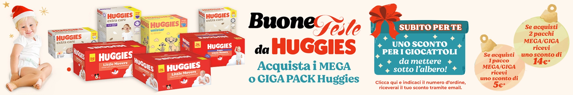 Acquista i MEGA o GIGA pack di HUGGIES e ricevi subito uno SCONTO: Scopri le Migliori Offerte Online | Giodicart