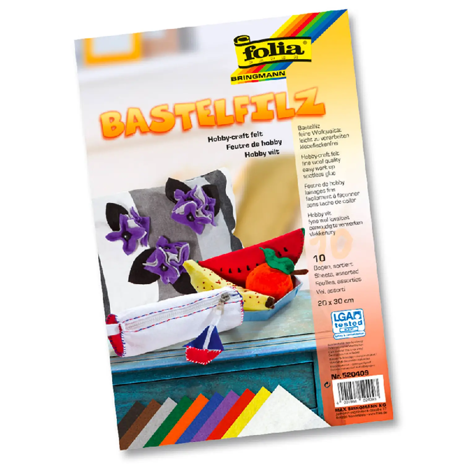 Feltro 10 Colori Vivaci – 20x29 cm, 100% Acrilico - Tessuti e stoffe