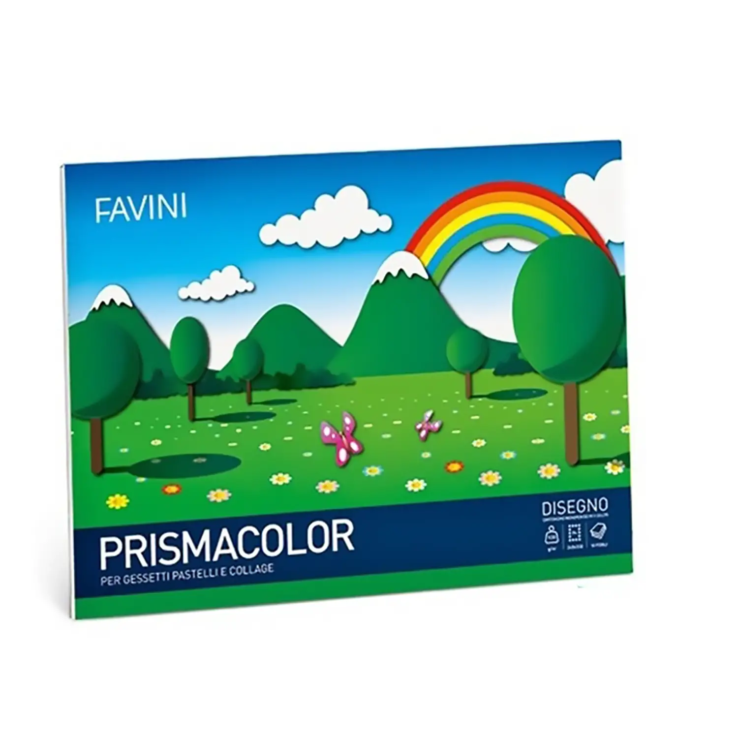 Album da Disegno Favini Prismacolor Monoruvido – 24x34 cm - 10 Fogli in 5 Colori - Carta e cartoncino