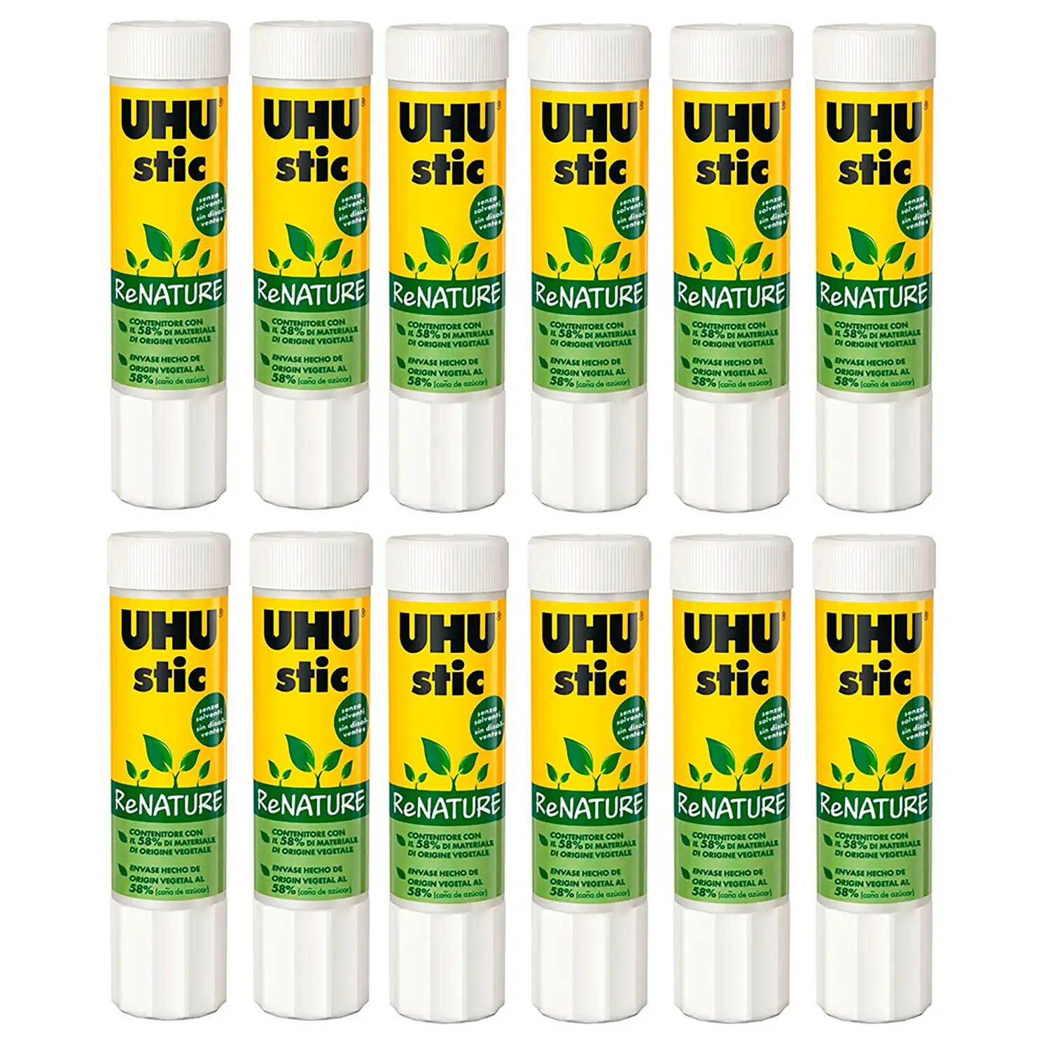 Colla Stick Uhu Renature 21 gr. 12 Pezzi - Nastri adesivi e colle