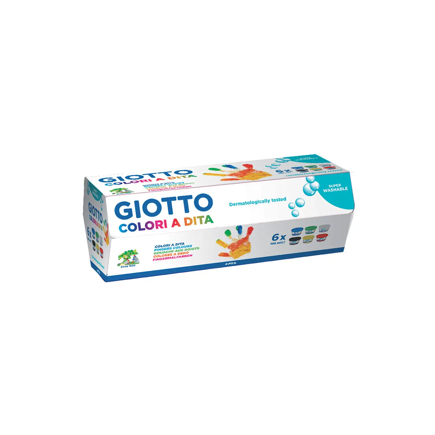 Colori a Dita Giotto – 6 Vasetti da 100 ml - Tempere