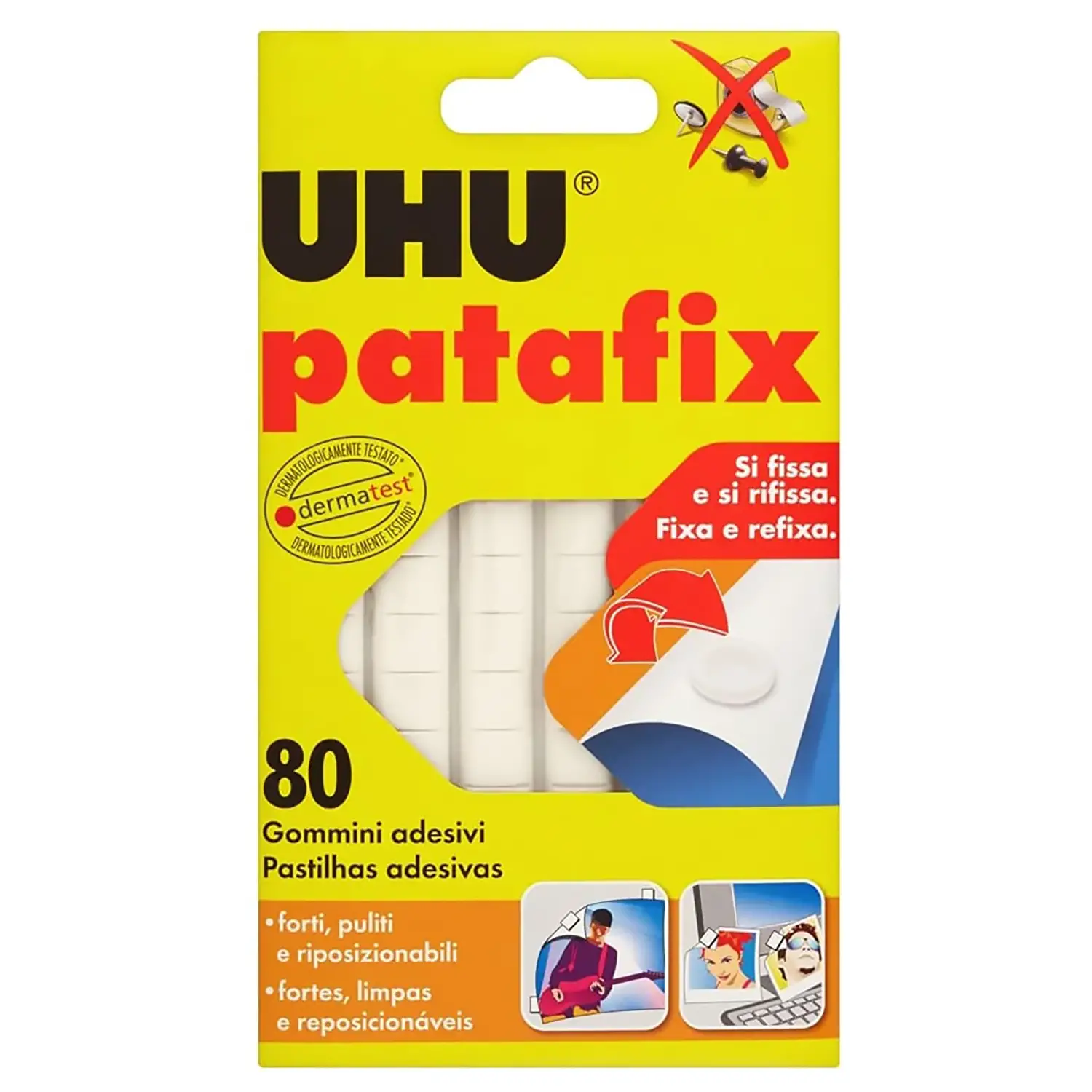 PATAFIX UHU - 80 GOMMINI ADESIVI REMOVIBILI - Nastri adesivi e colle