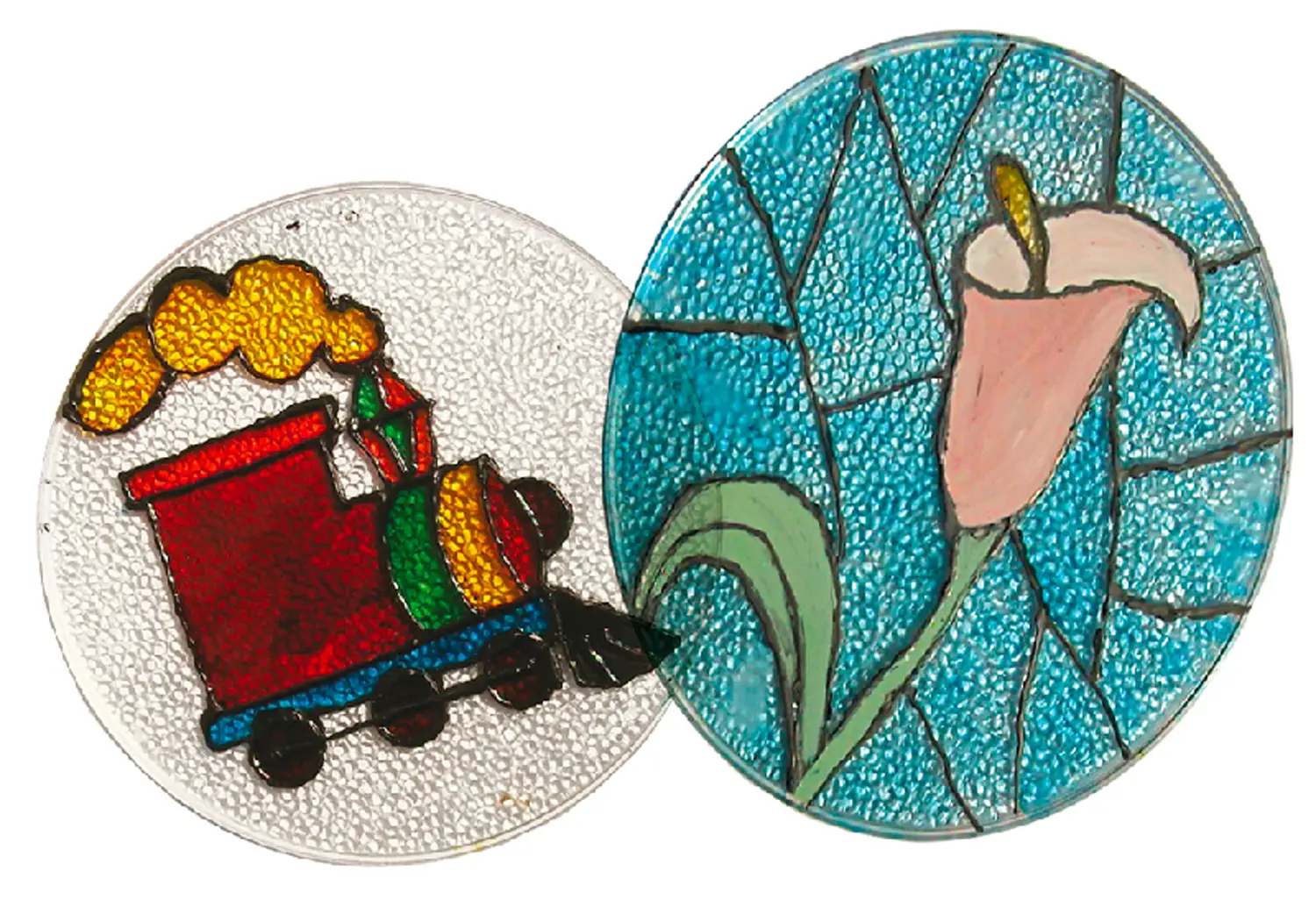 Vetro Cattedrale Assortiti Tondi e Ovali - Cellulosa Plastica Polistirolo