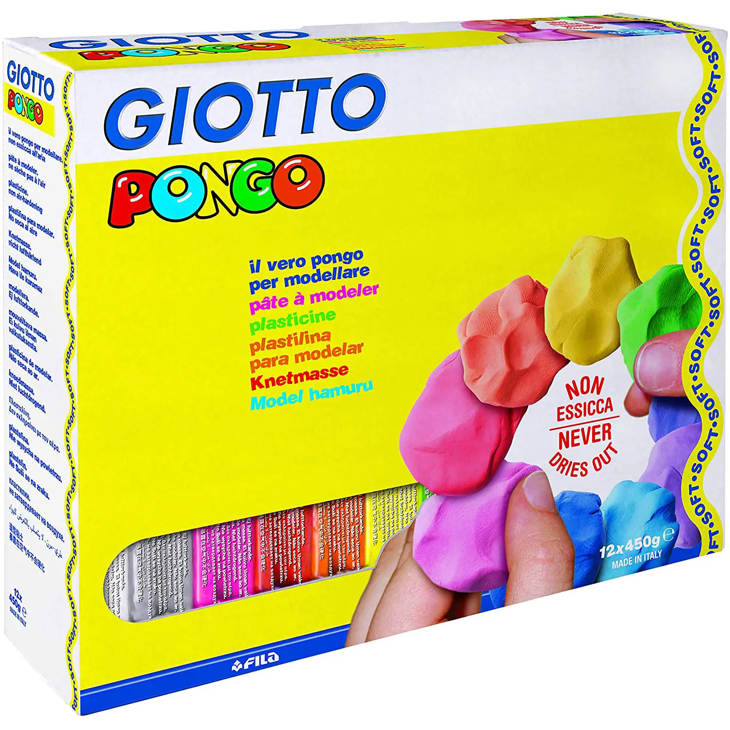 Giotto Plasticine Pongo Sculptor - 12 Balls Gr. 450 Assorted In 12 Colors - Modeling Pastes