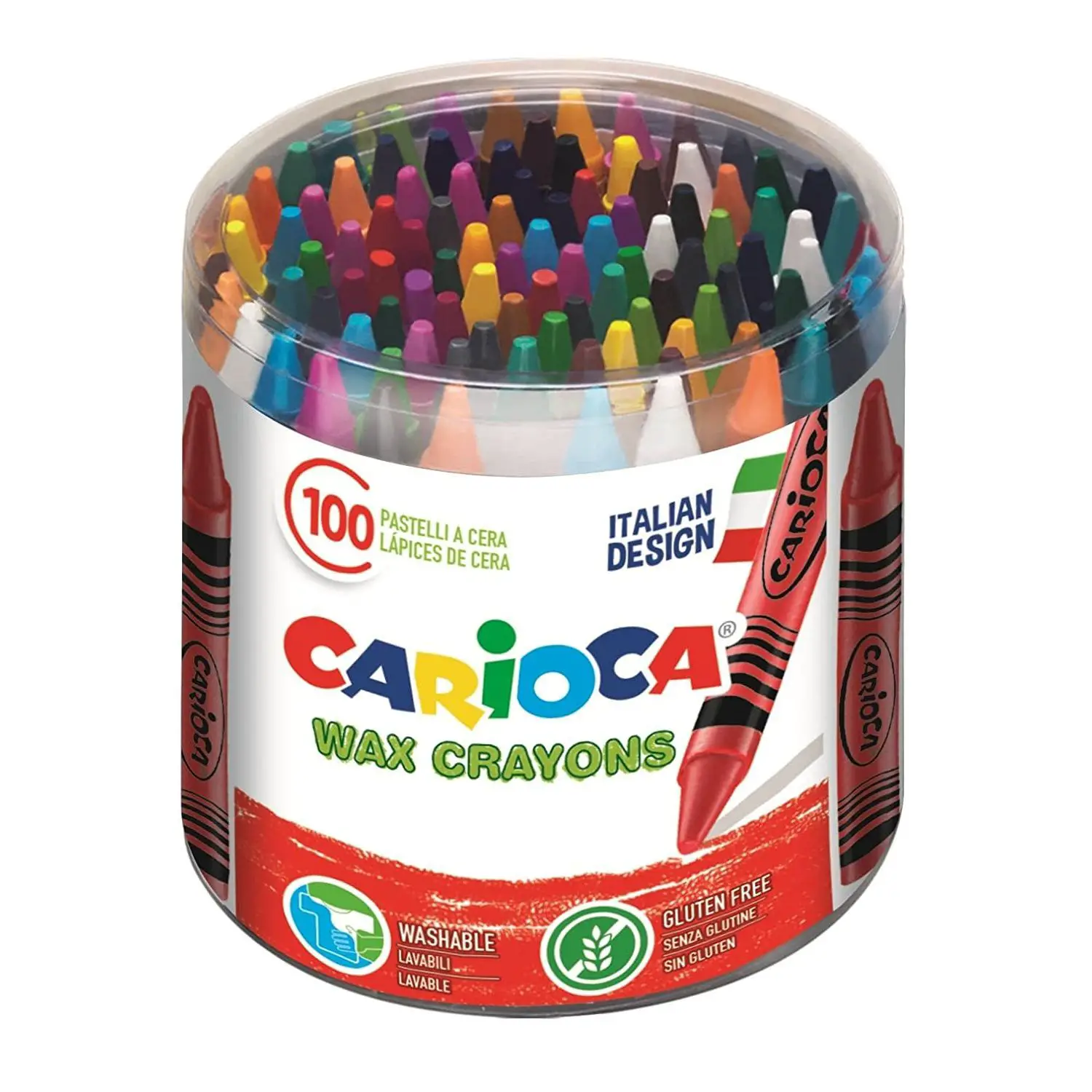 Pastelli a Cera Wax Carioca – 100 Pezzi in 24 Colori - Pastelli a cera