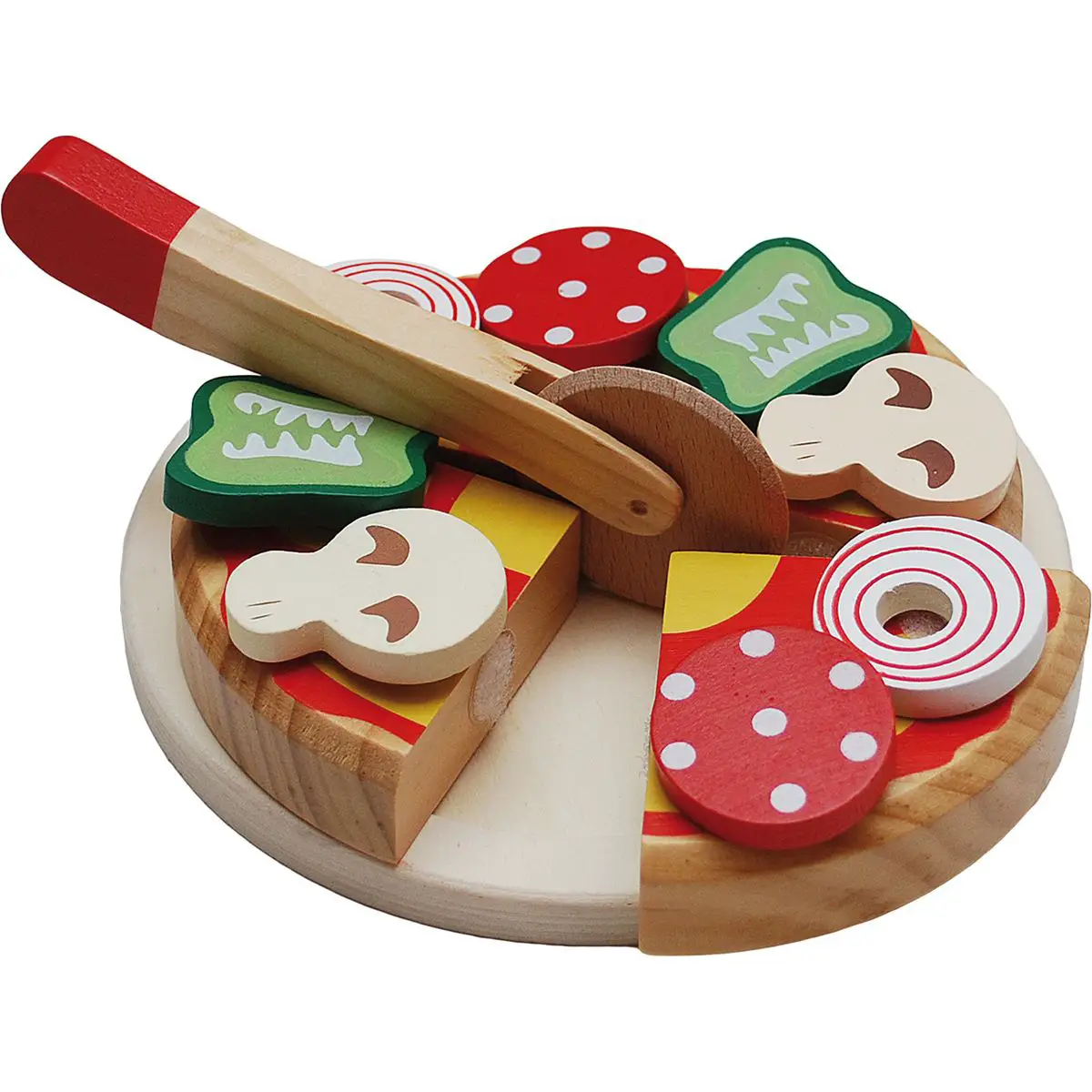 Pizza Farcita in Legno - Giocattolo Educativo per Bambini - Alimenti, mercatini, stoviglie