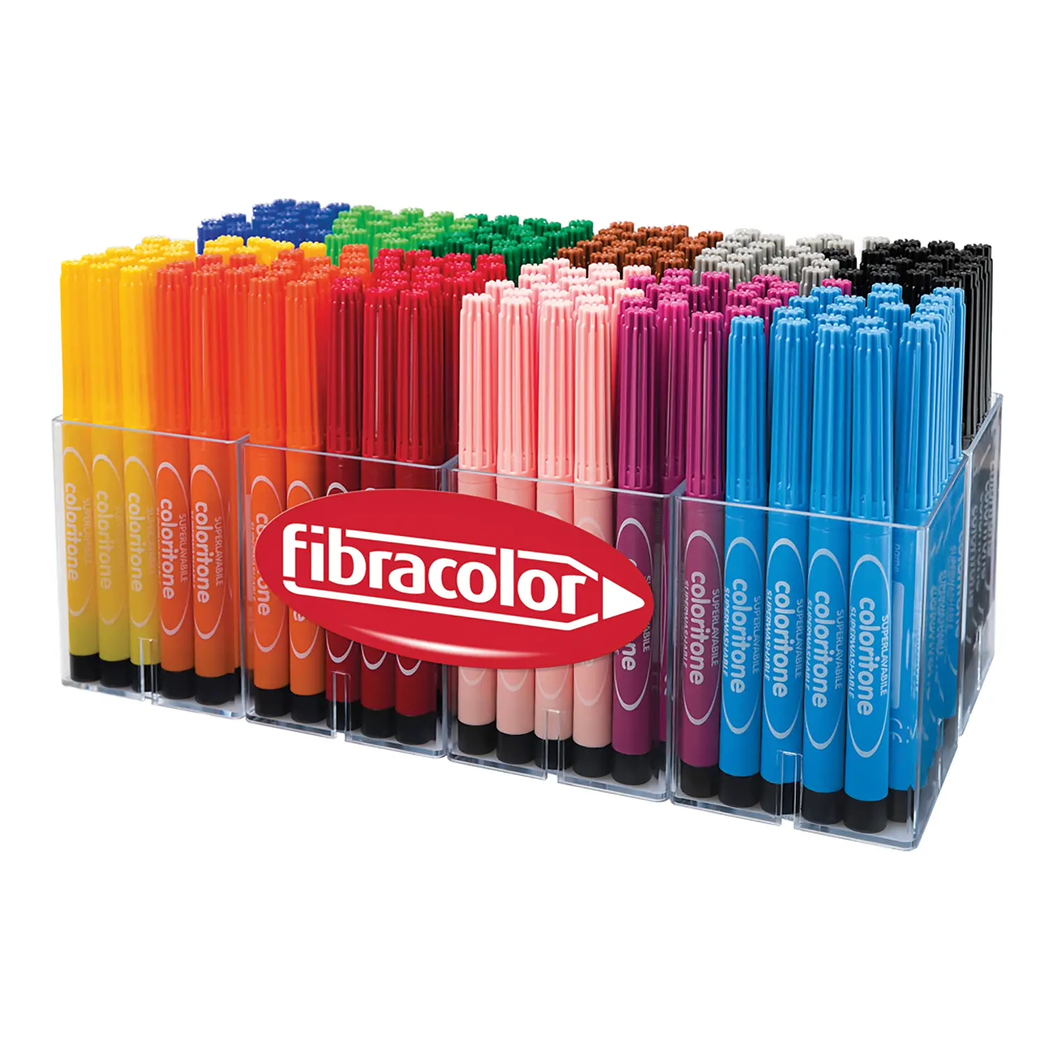 Fibracolor Coloritone - Punta Maxi Ø 5 mm – Multibox 240 Pennarelli in 12 Colori - Pennarelli