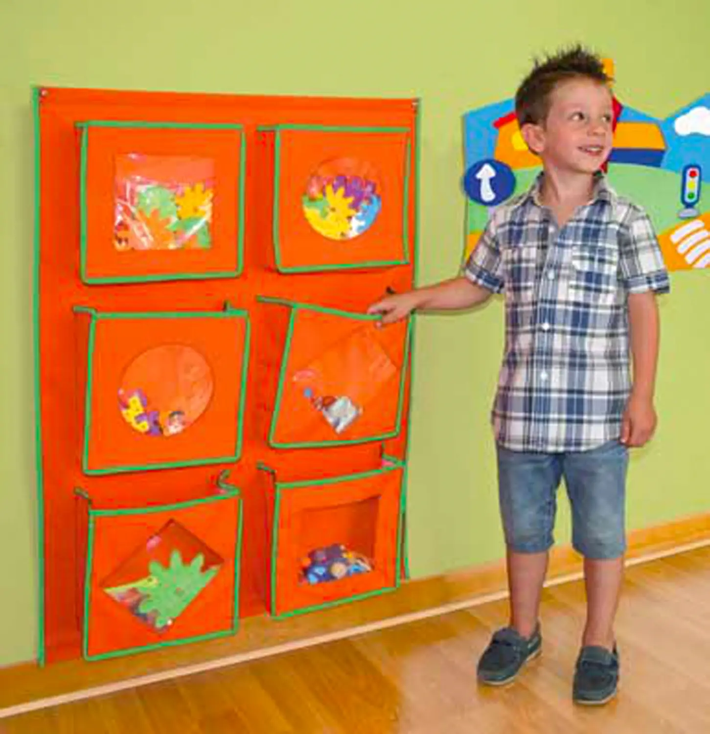 Pannello Porta Oggetti Murale 6 Tasche - Arredo Nido e Infanzia