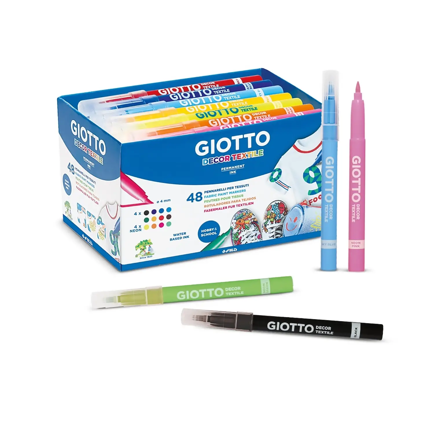 Pennarelli Decor Textile Giotto – Set da 48 Colori - Colori per tessuto