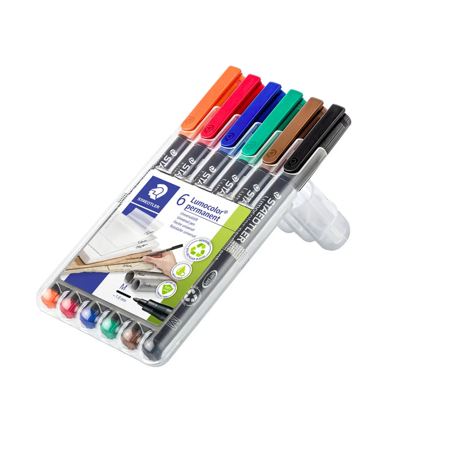 Pennarelli Permanenti Staedtler Lumocolor - Punta Media 1 mm - Set 6 Colori - Pennarelli