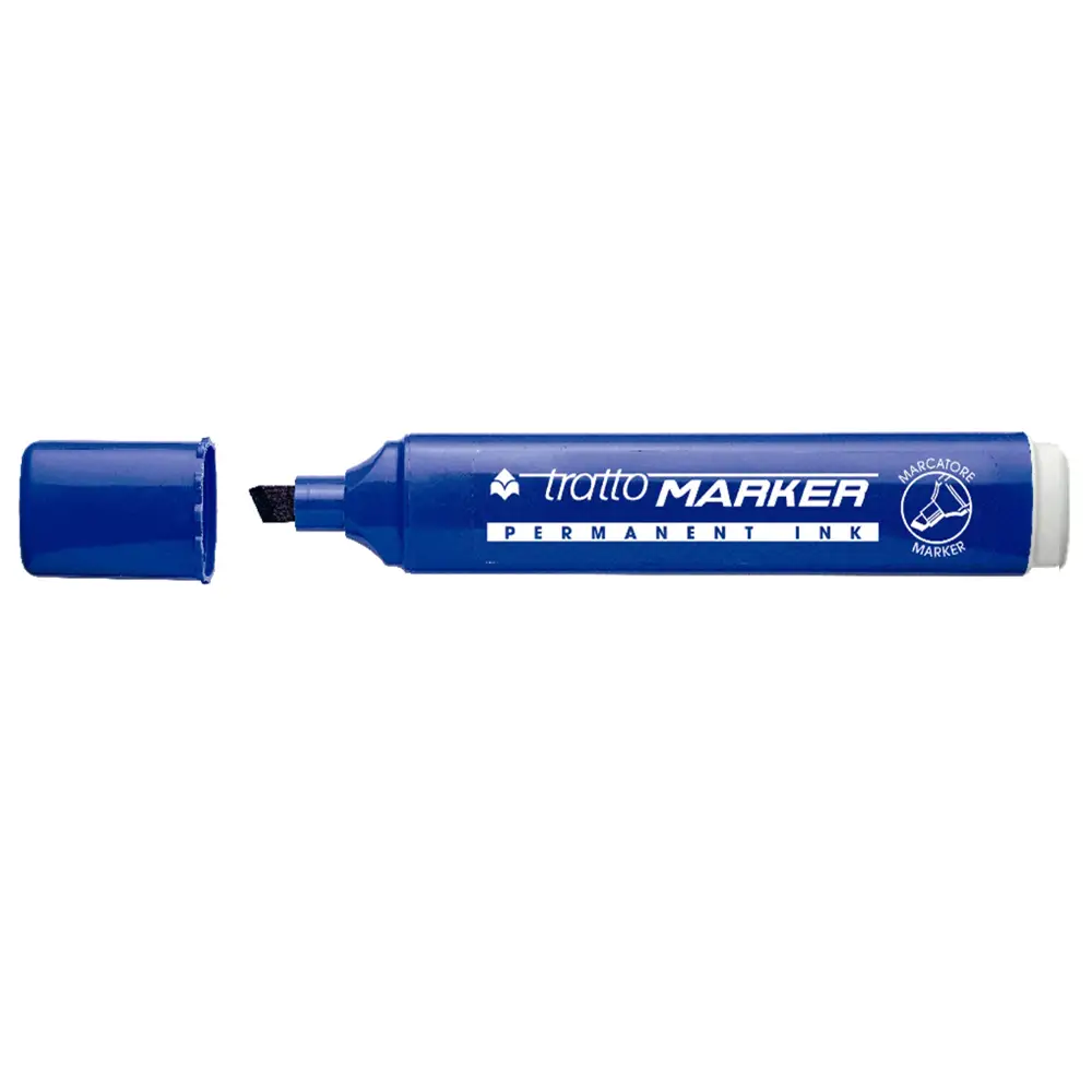 Pennarello Tratto Marker Blu – Marcatore Permanente Punta Scalpello - Pennarelli