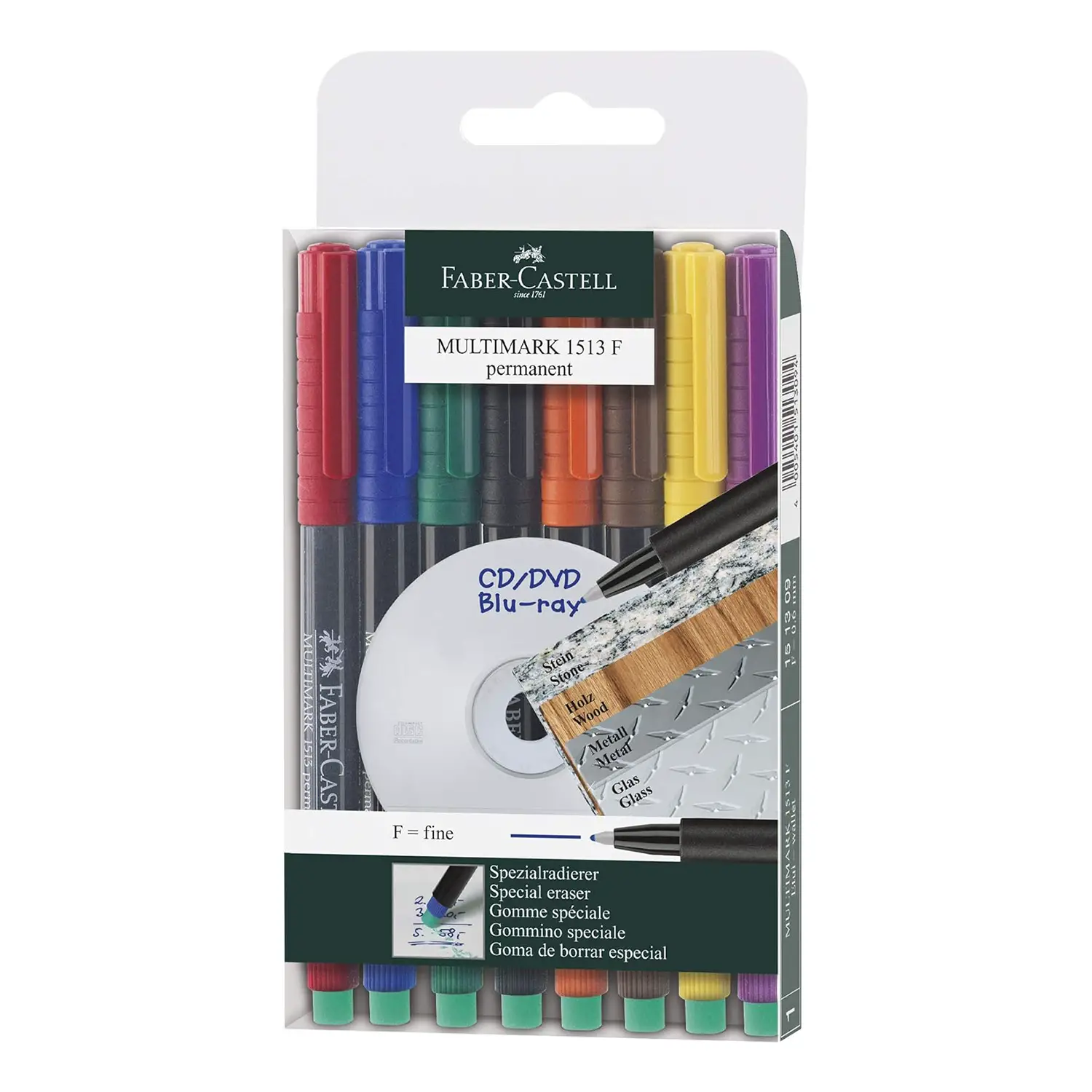 Pennarelli Multimark Faber-Castell – Punta Fine Astuccio da 8 Colori - penne pennarelli ufficio