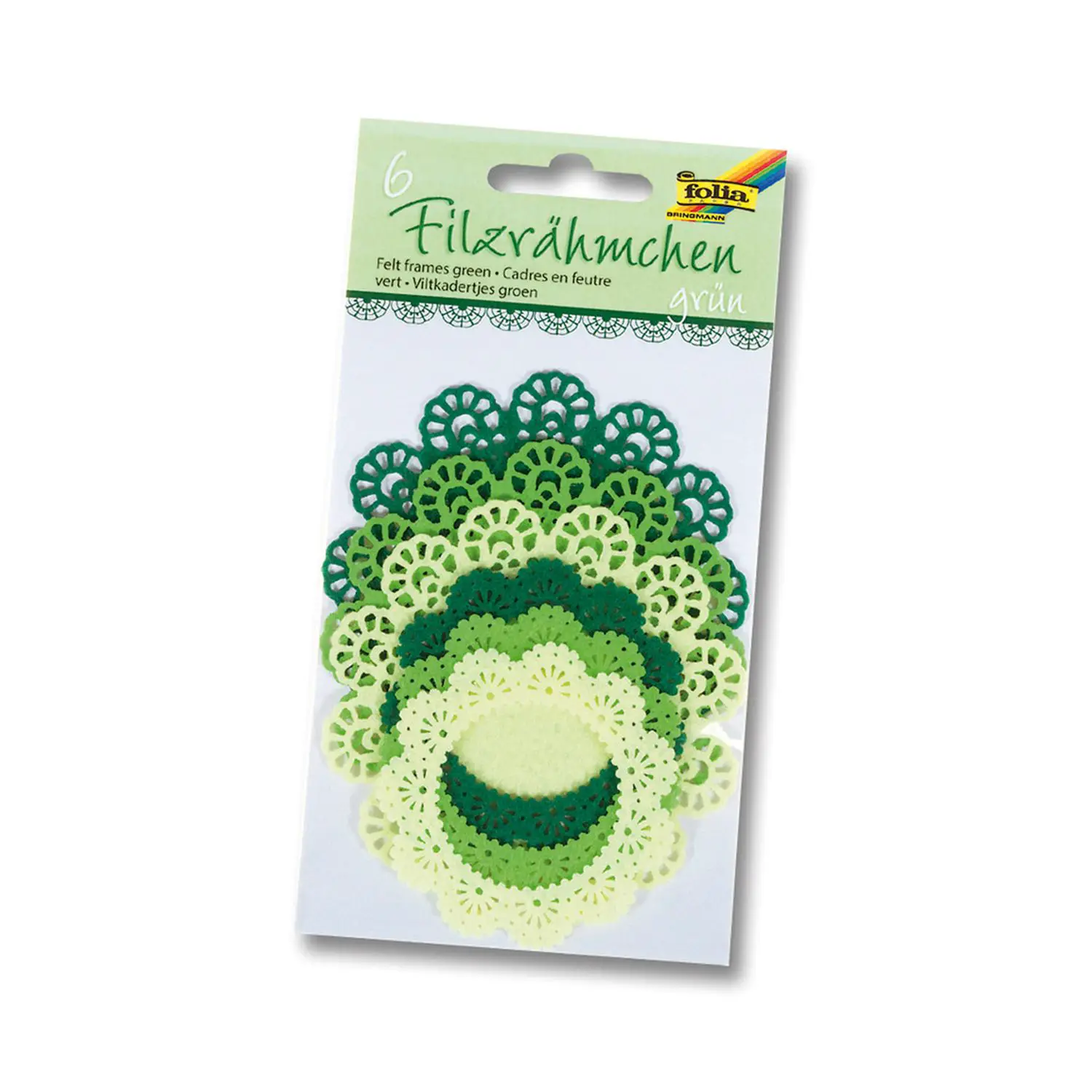 Lace Doilies Felt Tones of Green 6 doilies 7/10cm - Applications and decorations