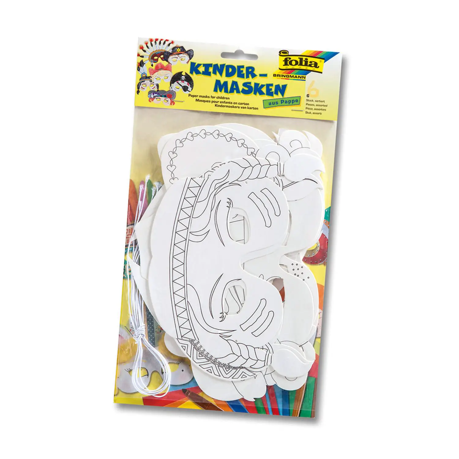 Maschere in Cartoncino da Decorare :cowboy, sceriffo, pirata, indiano, dama, squaw - Carta e cartoncino