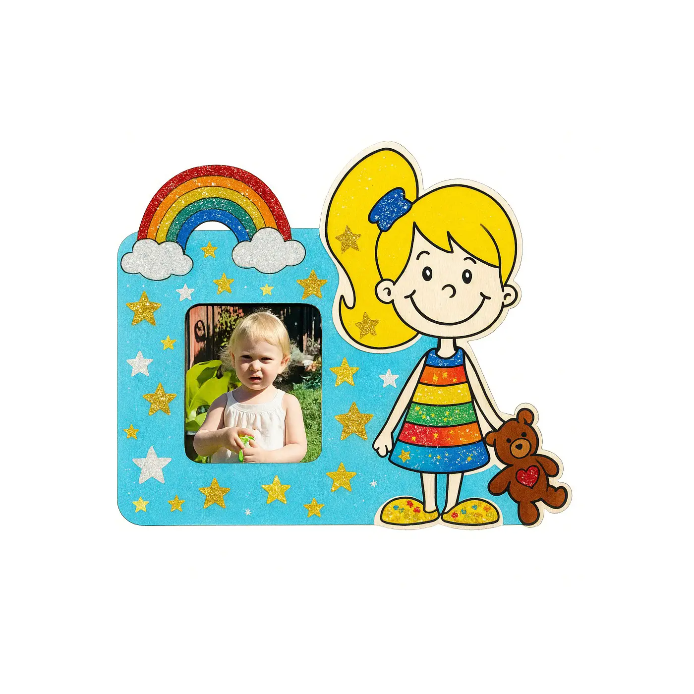 Cornice Portafoto Bambina – 11,5x5x10 cm - Soggetti in legno