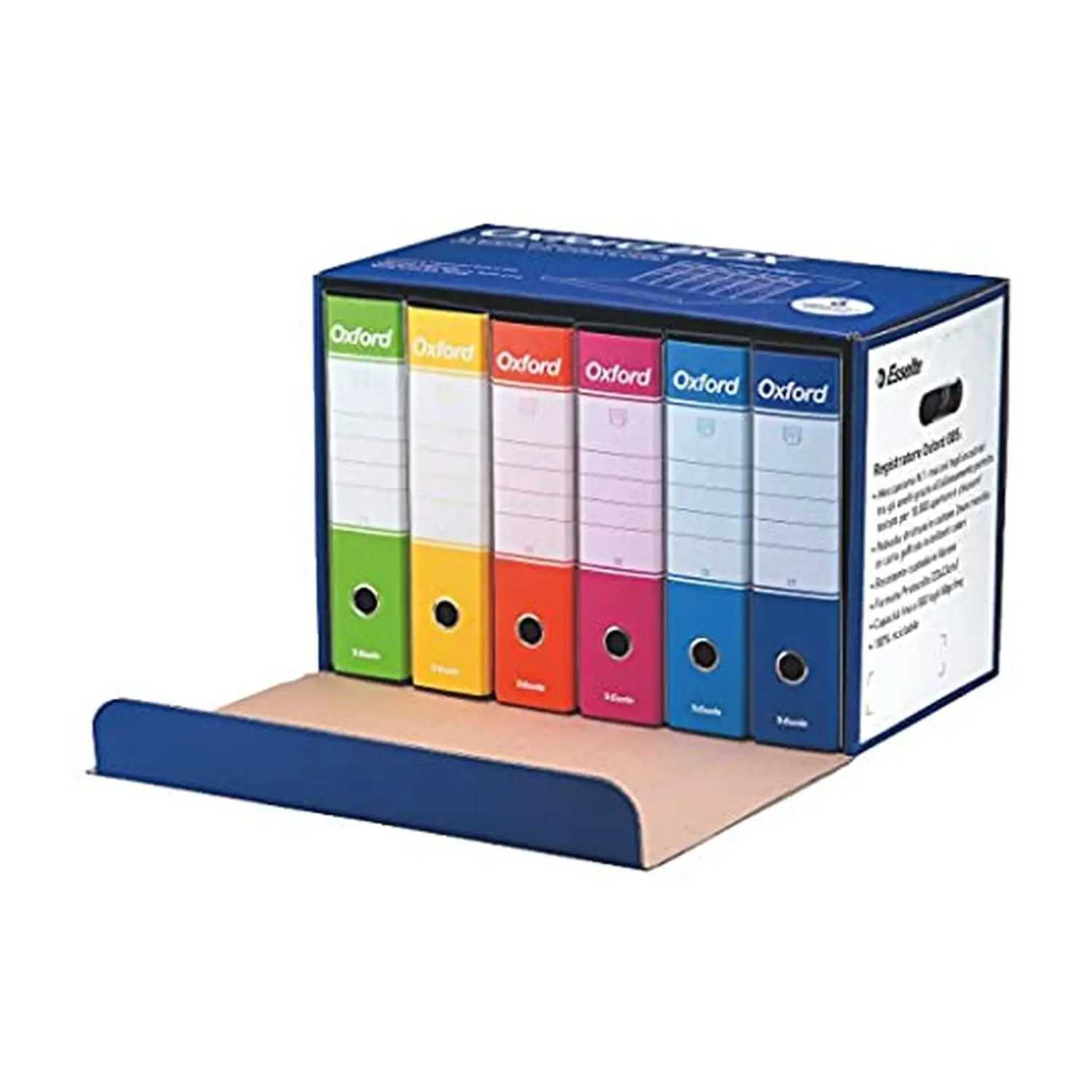 Box 6 registratori Esselte Oxford A4 23x33x8 Colormix - Archiviazione