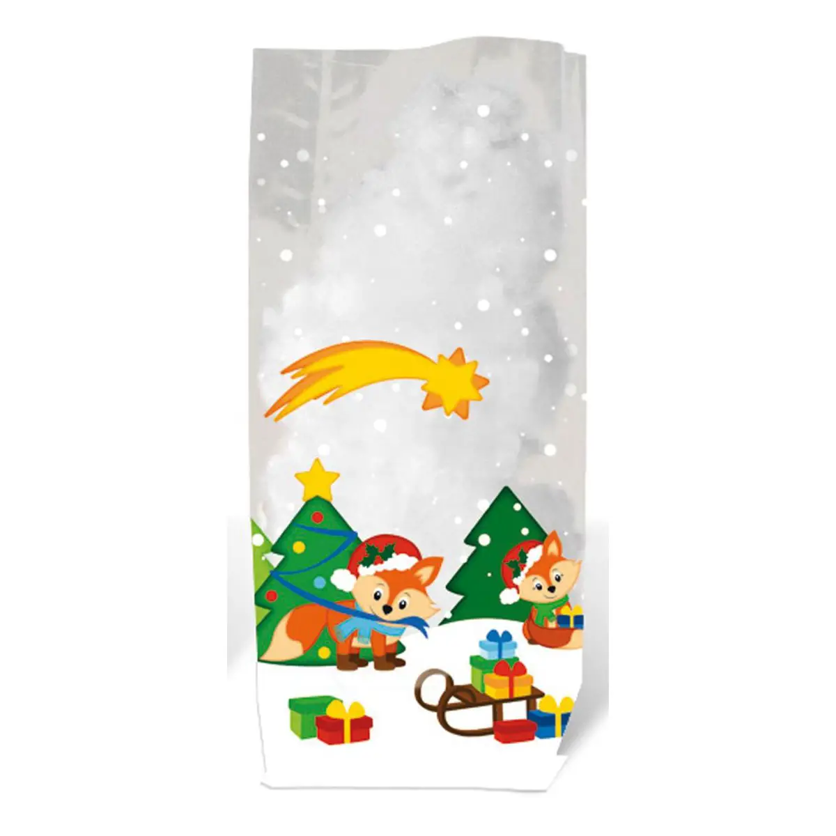 Christmas Fox Cellophane Bags, 10 pcs cm 14.5x23.5 - Paper and cardboard