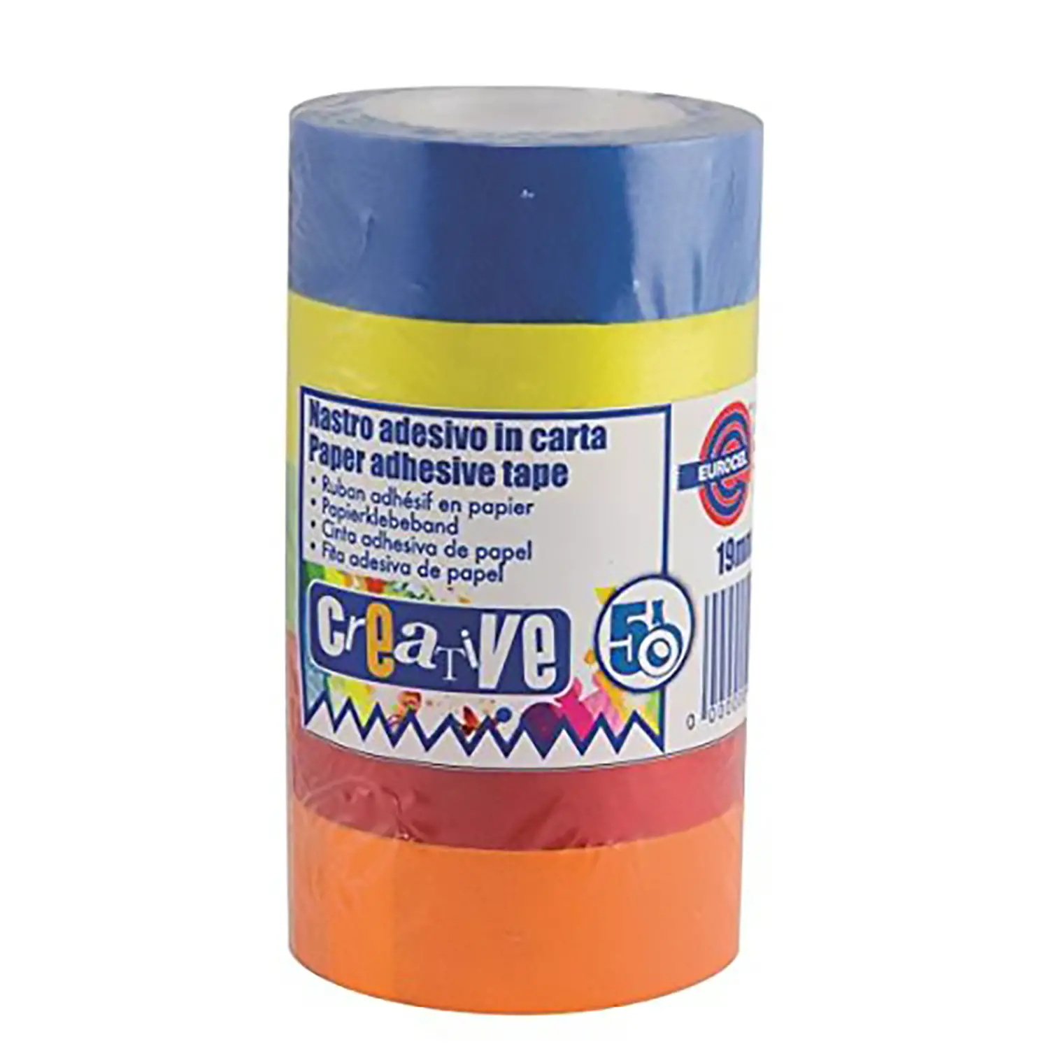 Nastro Adesivo in Carta Multicolor – Set 5 Rotoli 19 mm x 10 m - Nastri adesivi e colle