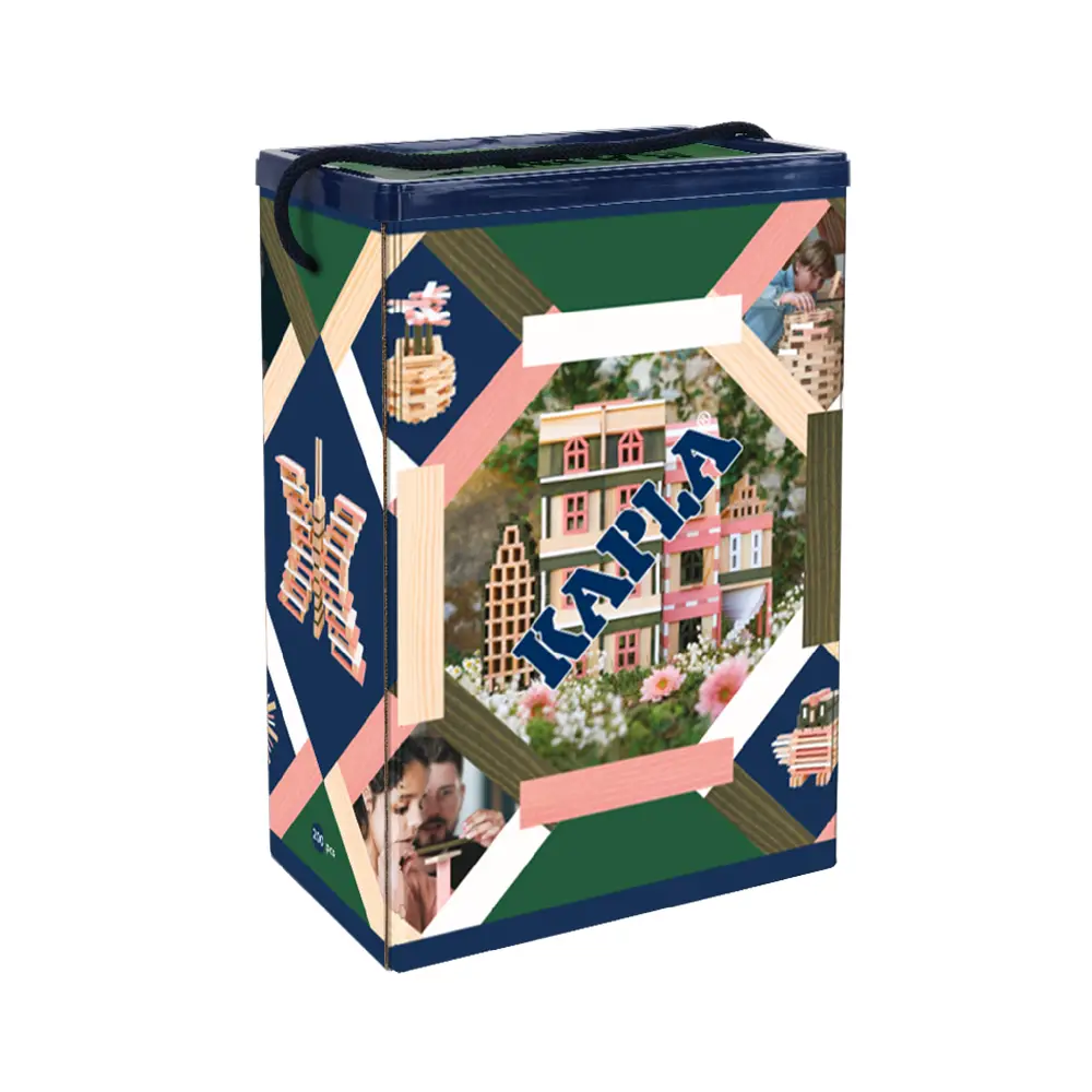 Kapla 200 Pezzi – Tavolette in Legno Naturale e Colorate “Primavera” - Costruzioni in legno