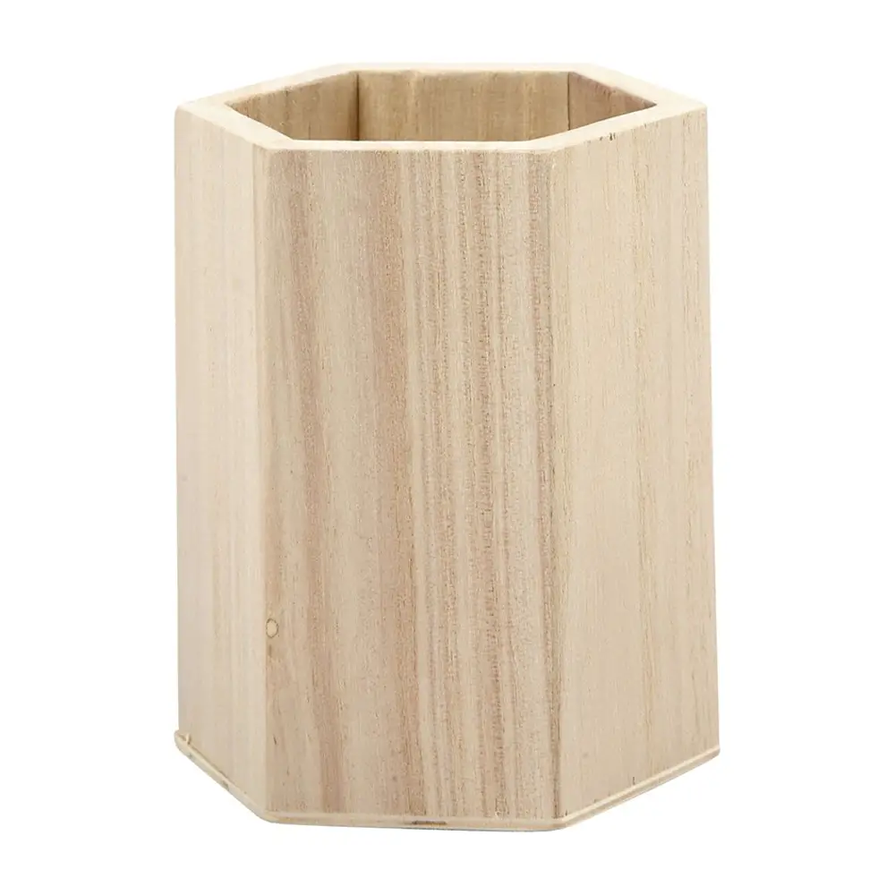 Portapenne Esagonale in Legno da Decorare – 8 x 10,5 cm - Soggetti in legno