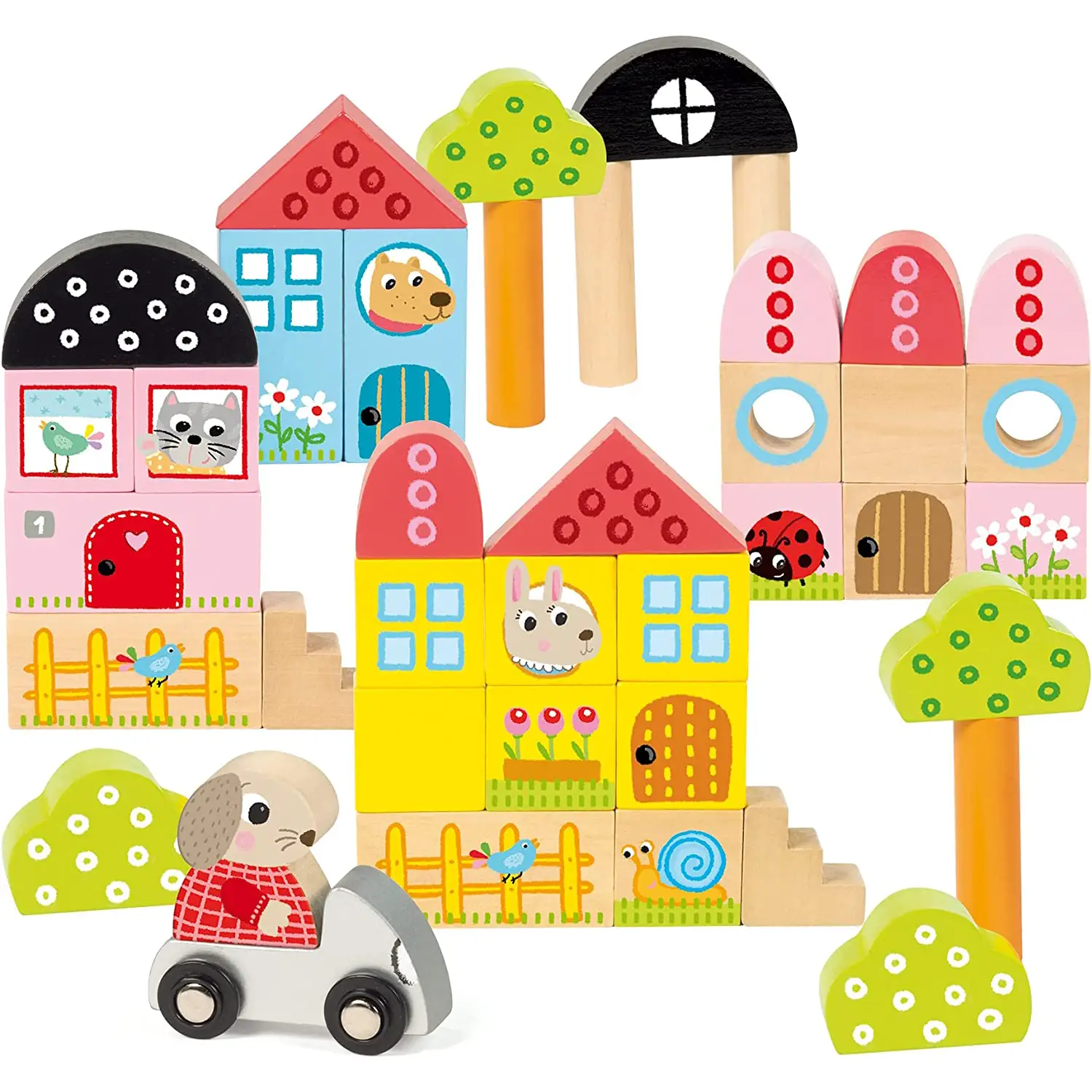 Blocchi Coniglietto di Città – Set di Costruzioni in Legno Educativo - Costruzioni in legno