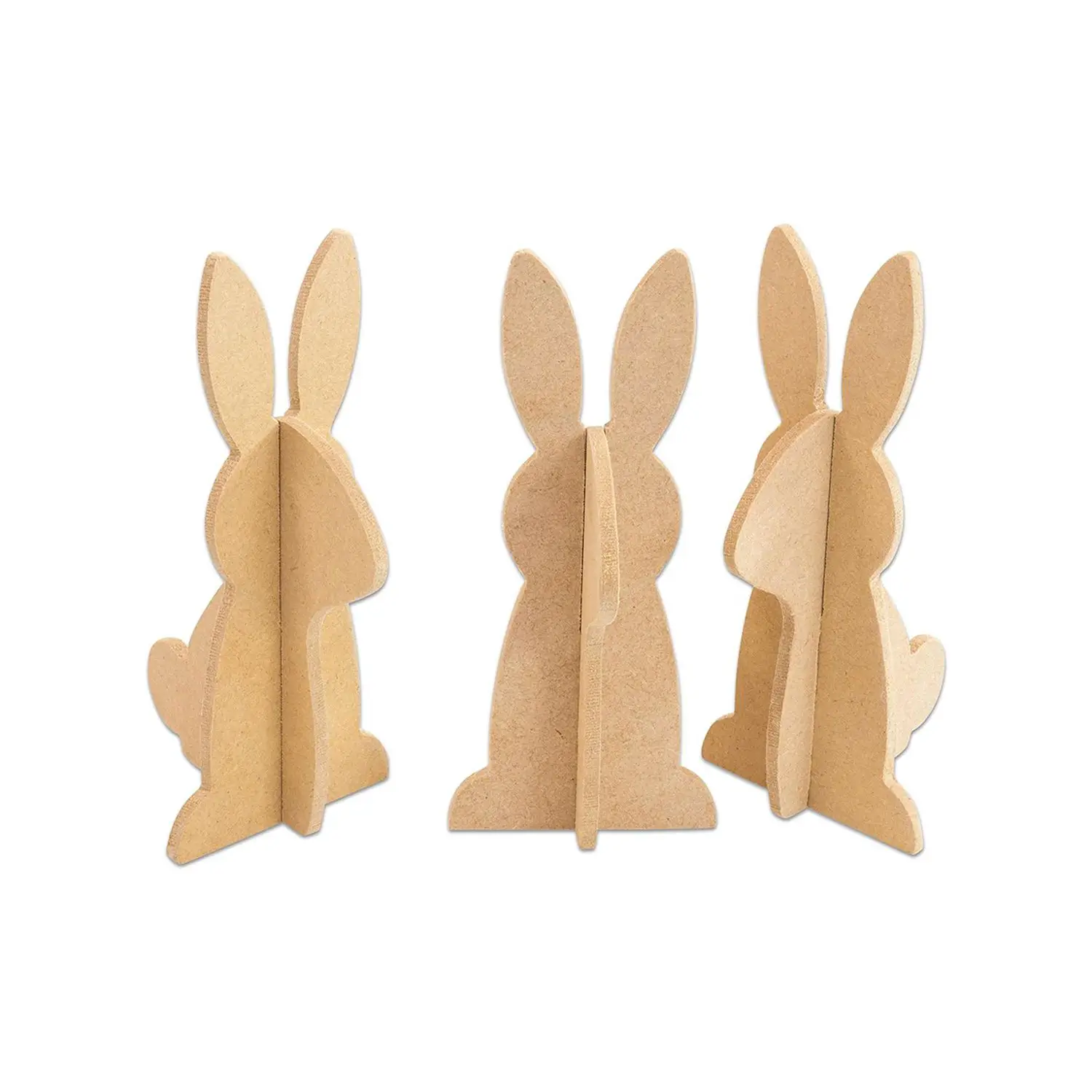 Coniglietti 3D da Decorare – 15 cm – Set da 3 Pezzi - Soggetti in legno