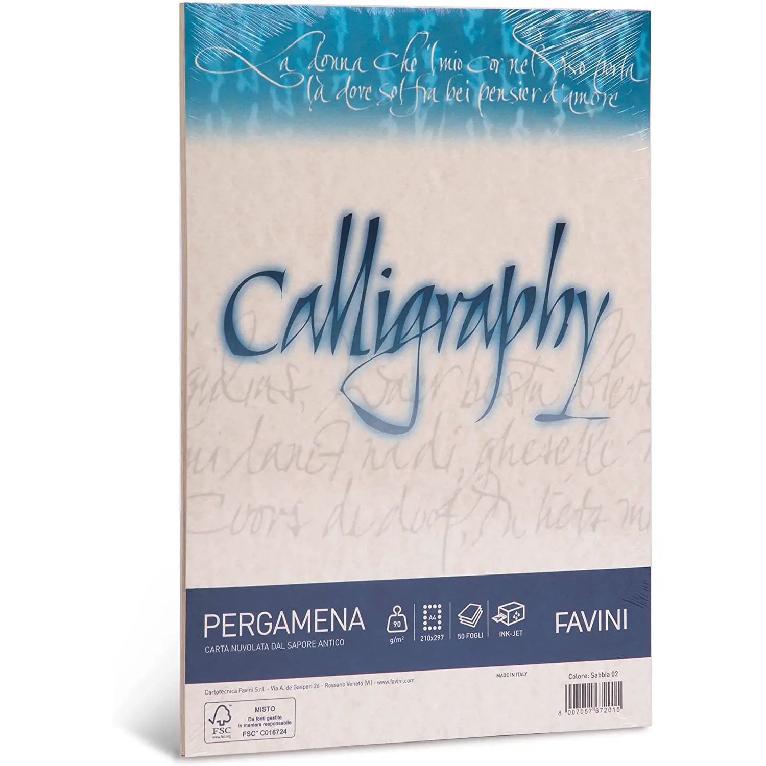 Carta Calligraphy Pergamena A4 90 gr – 50 Fogli - Sabbia - Carta e cartoncino
