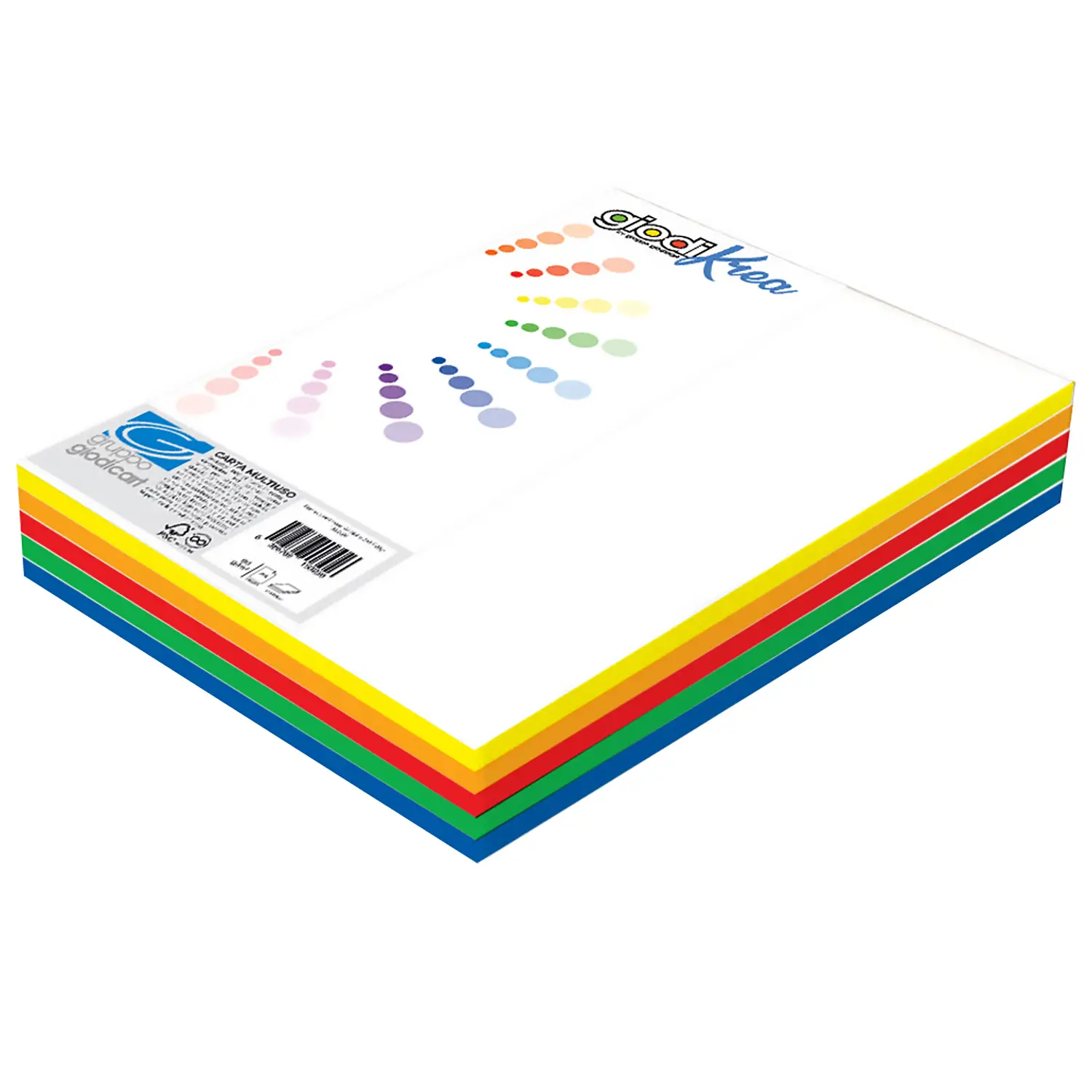 Risma Cartoncino Liscio-Ruvido Giodikrea A4 5 Colori Assortiti - Carta e cartoncino
