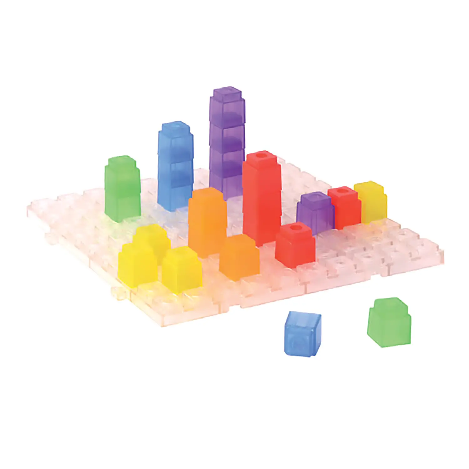 Translucent Interlocking Cubes - Set with Base and 100 Cubes - Plastic Constructions