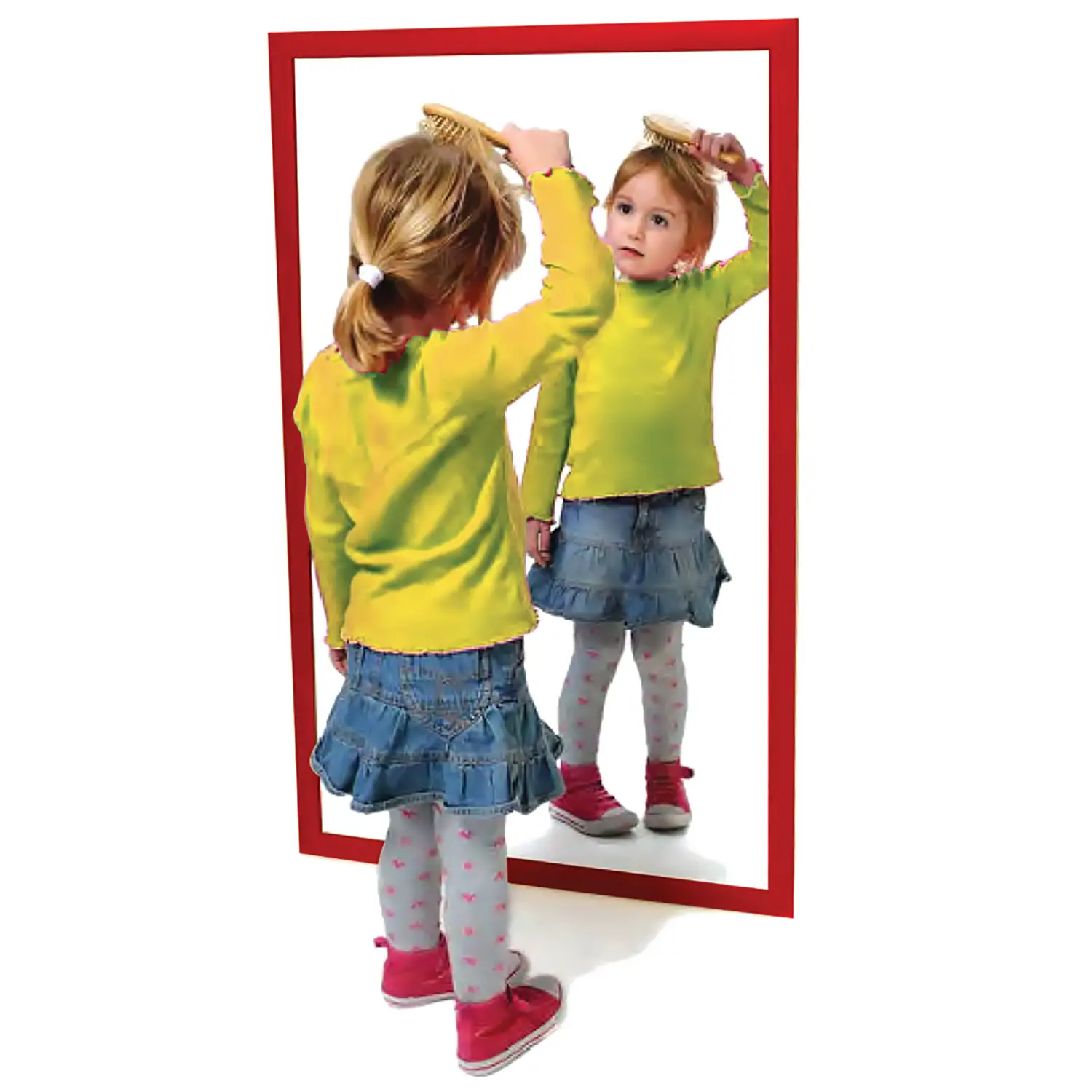 Specchio con Cornice in Legno Verniciato 100x65 cm – Rosso, Sicuro e Divertente - Specchi