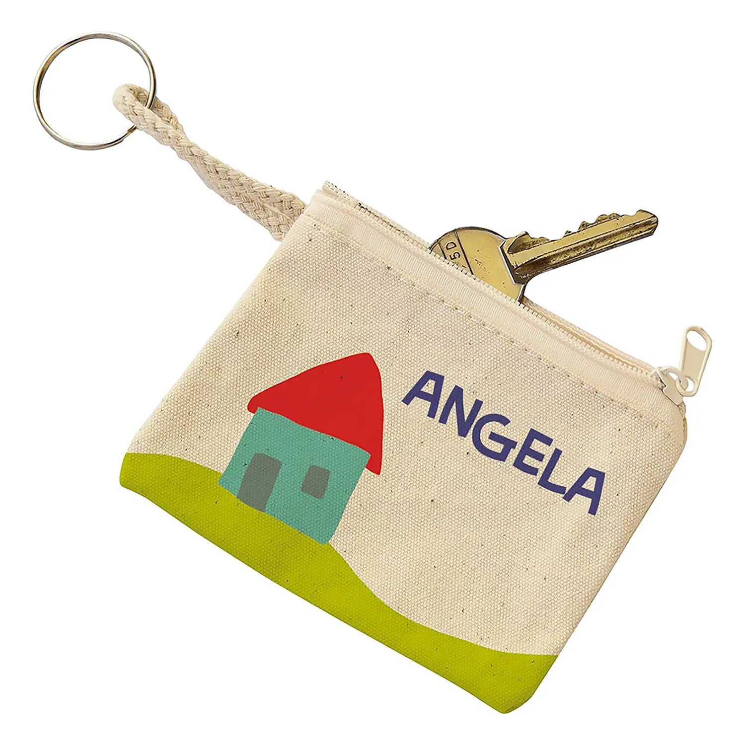 Portachiavi con Zip in Cotone da Decorare 10x8 cm – Portamonete Personalizzabile - Tessuti e stoffe