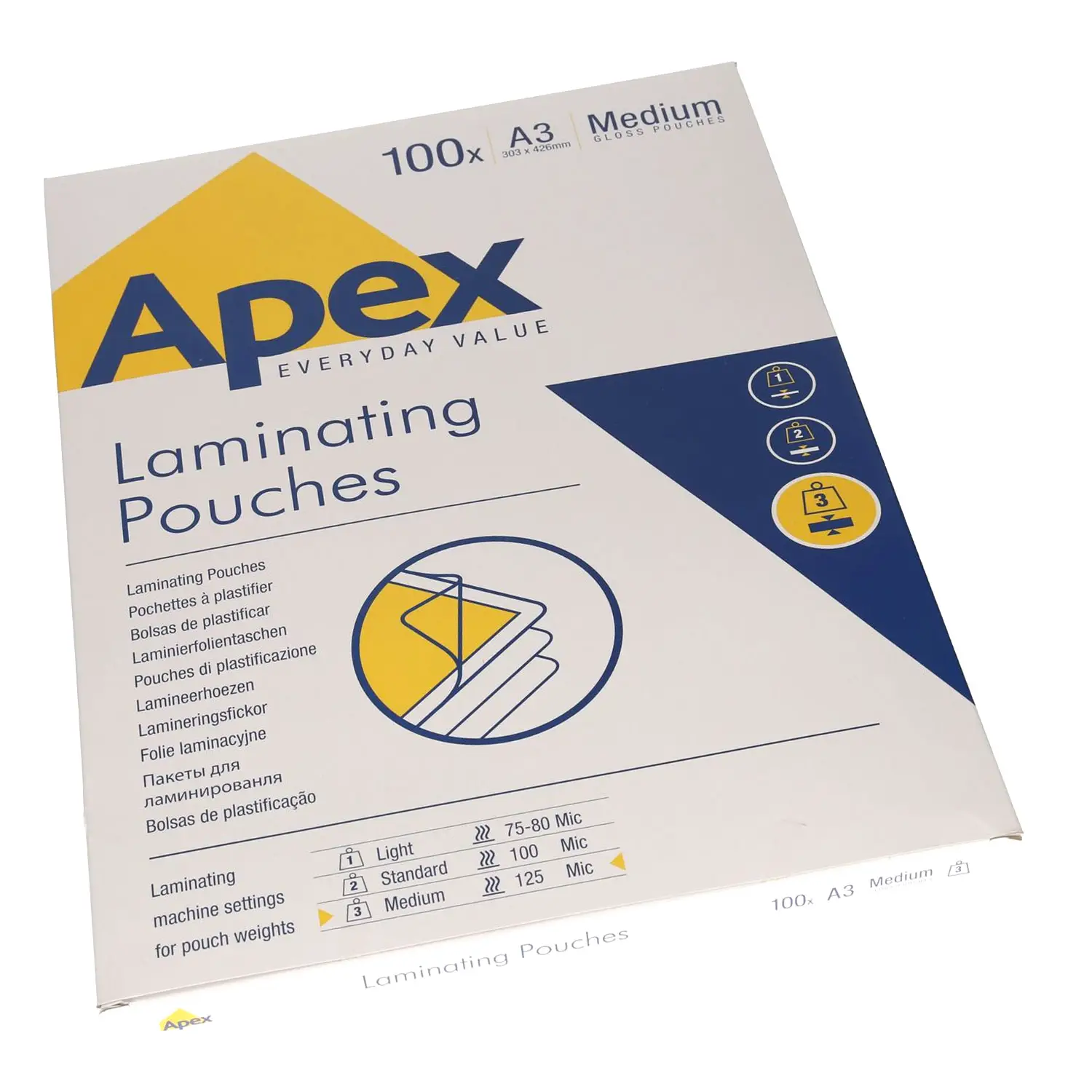 Pouches Plastificazione Apex A3 Spessore 125 Micron 100 Pezzi - rilegatrici/plastificatrici