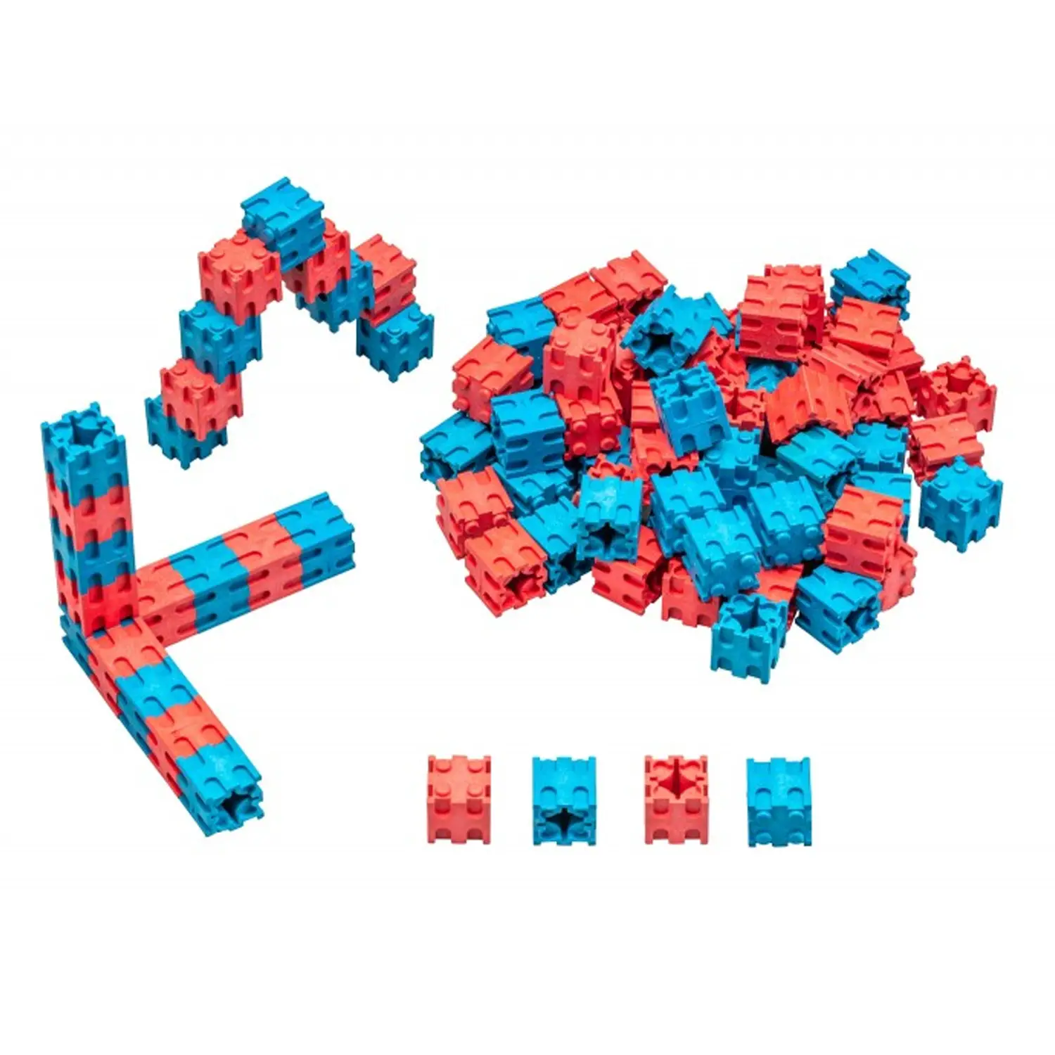 CostriCubo RE-Wood 100 Pezzi – Rosso e Blu - Costruzioni in legno
