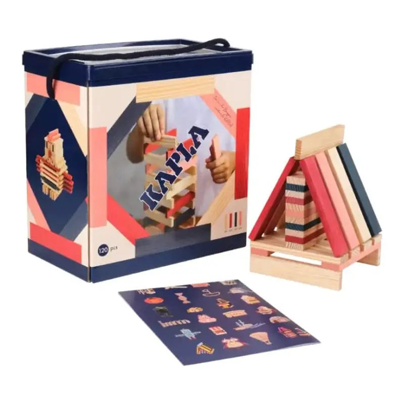 Kapla 120 Pezzi – Tavolette in Legno Naturale e Colorate - Costruzioni in legno