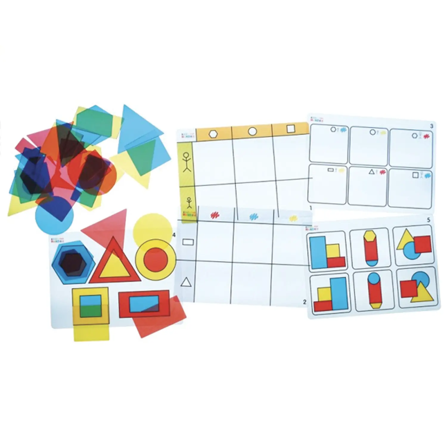 Blocchi Logici Traslucidi con Schede Attività – Set Educativo per il Pensiero Matematico - Geometria