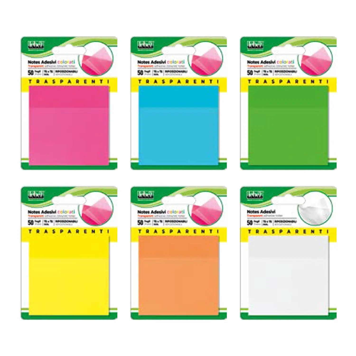 Notes Traslucenti Riposizionabili - 75x75 mm - Accessori ufficio