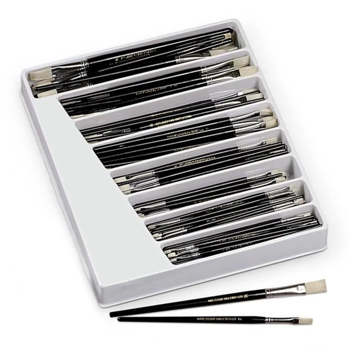 Set Pennelli Punta Piatta in Setola Sbiancata – Contenitore da 168 Pezzi Assortiti - Pennelli e accessori