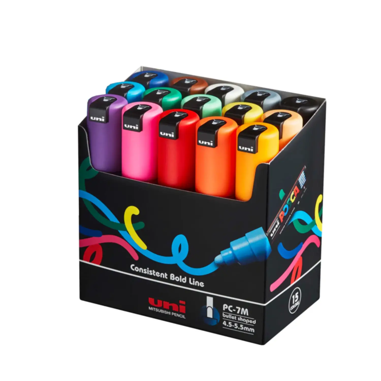 Pennarello Uni Posca Punta Tonda Large 5,5 mm - 15 Colori Assortiti - Pennarelli