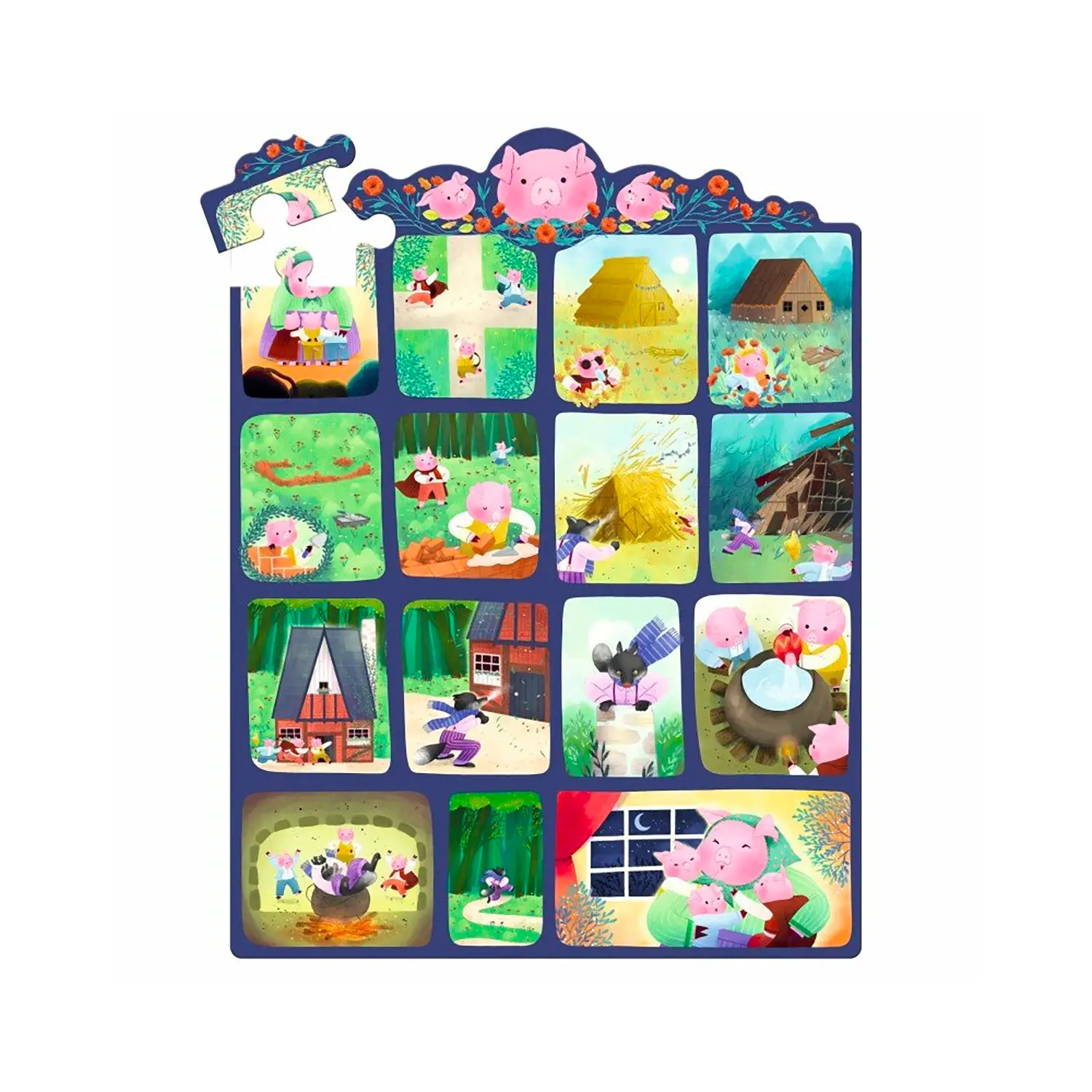 Puzzle Favole da Raccontare: I Tre Porcellini, 35 Tessere in Cartone - Puzzle in cartone