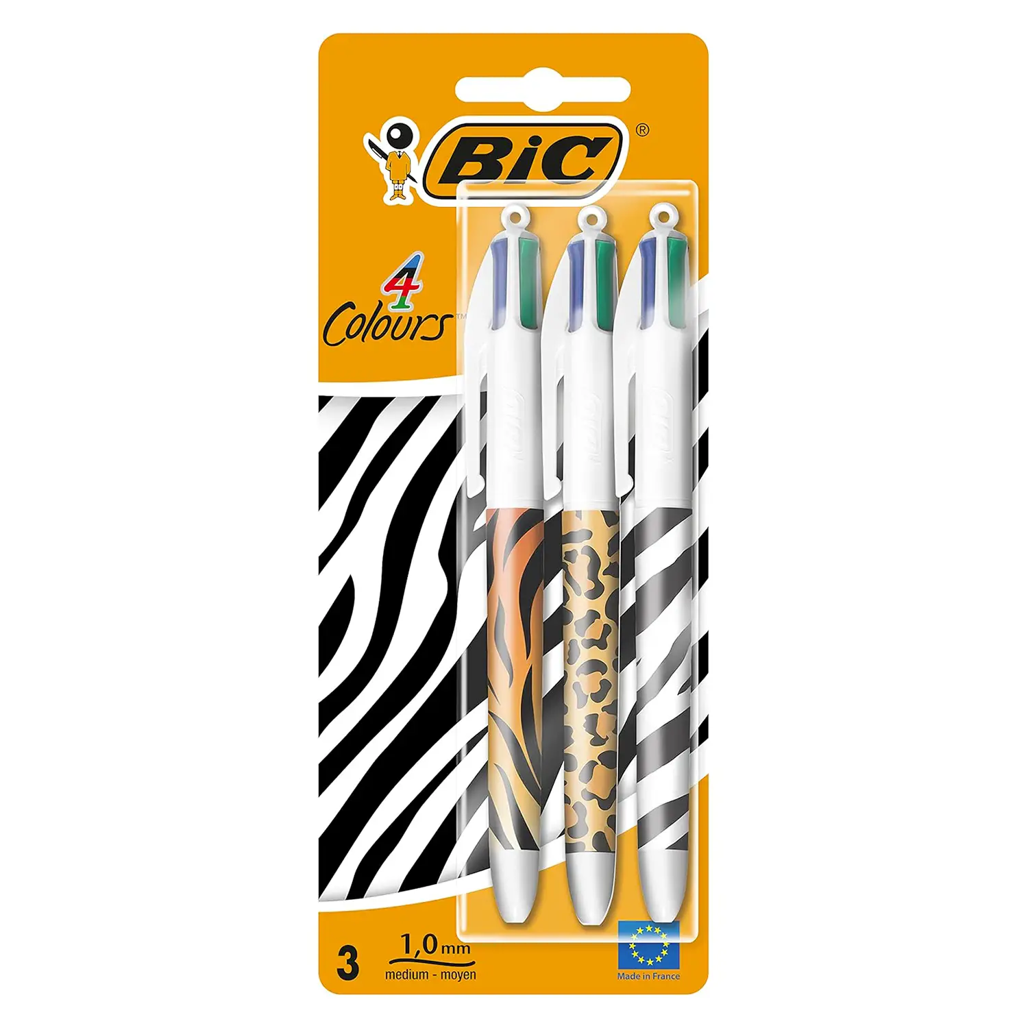 Penna Bic 4 Colori Animal Print Blister 3 Pezzi - penne pennarelli ufficio