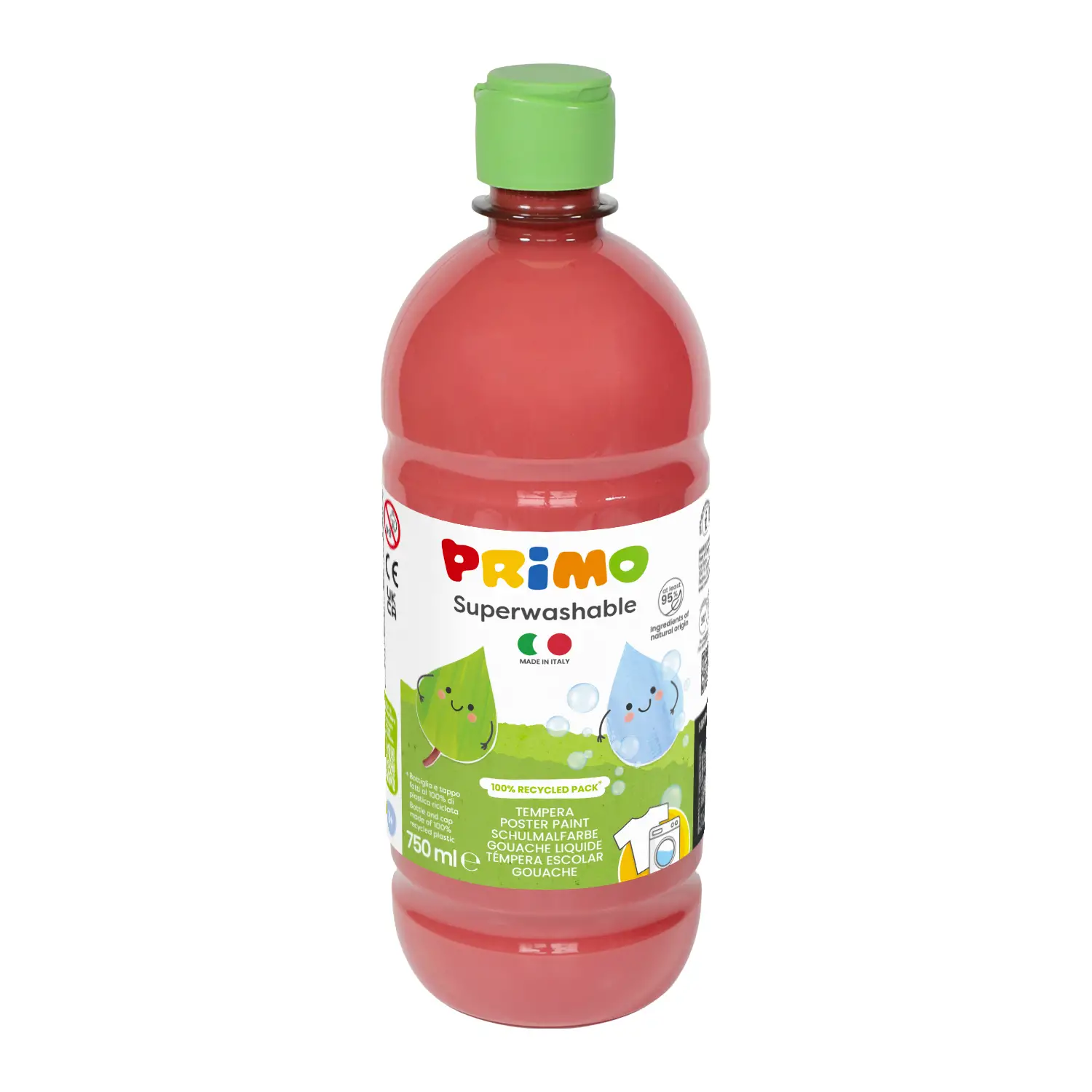 Tempera Super Lavabile Primo 750 ml Rosso Vermiglio - Tempere