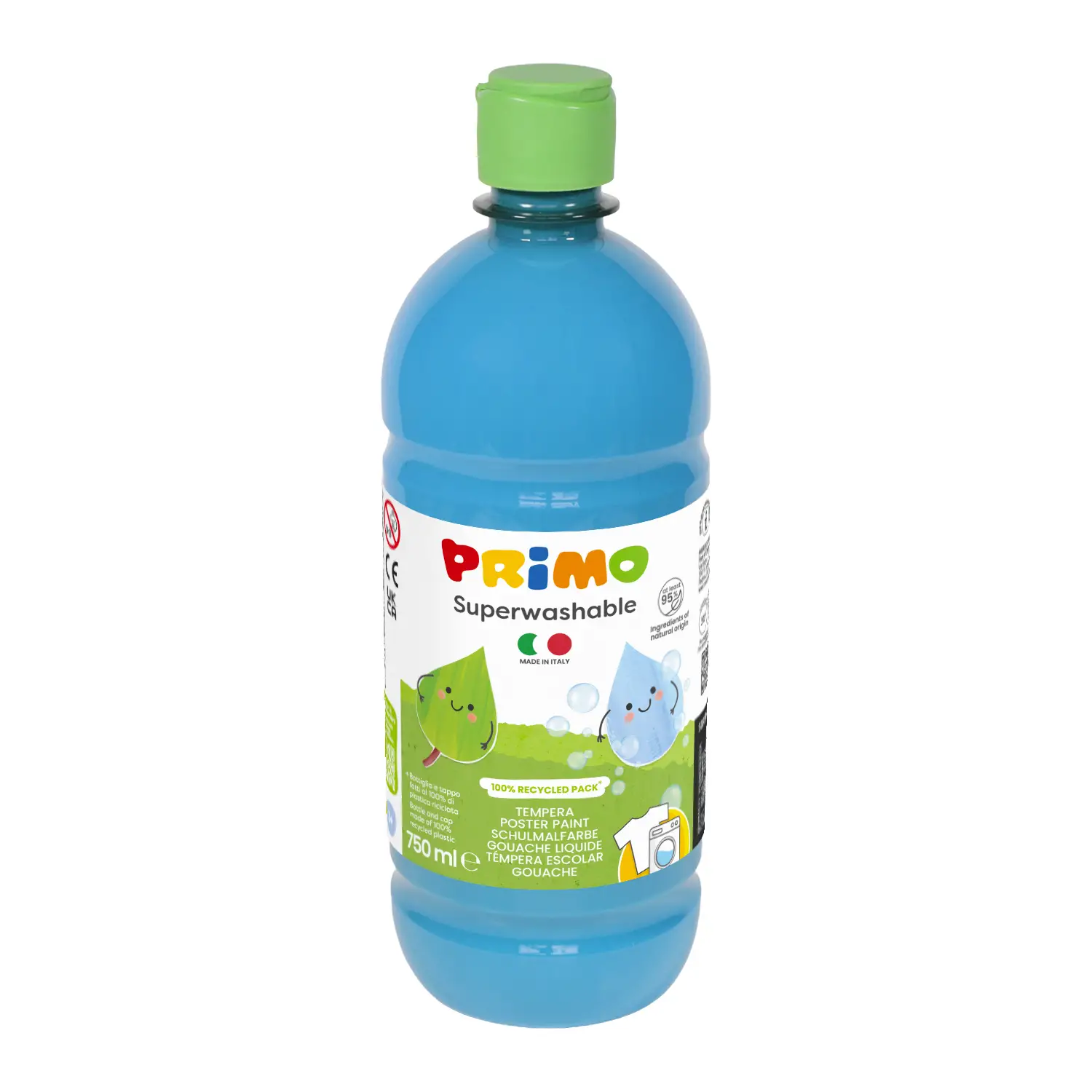 Tempera Super Lavabile Primo 750 ml Ciano - Tempere