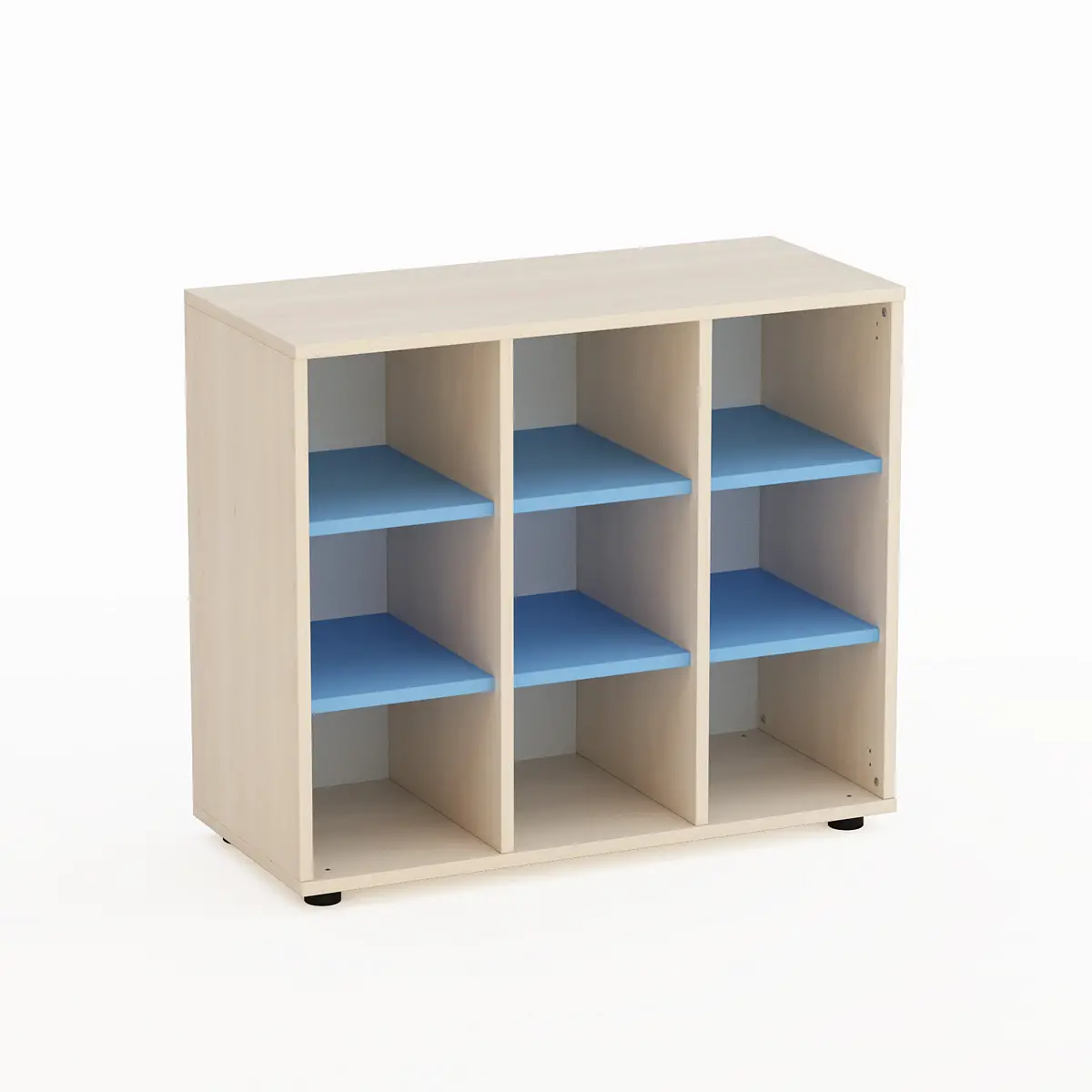 Mobile Kubò Betulla 9 Caselle H 75 Cm. Blu Orizzonte - Conforme CAM - Arredo Nido e Infanzia