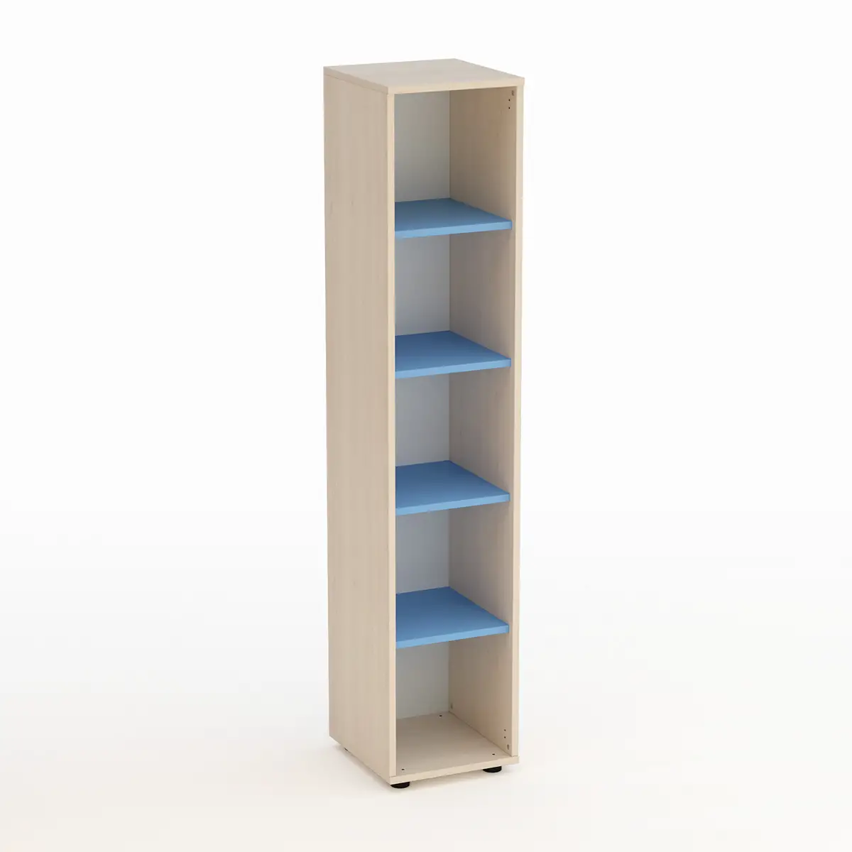 Mobile Kubò Betulla Colonna 5 Vani 180 Cm. Ripiani Blu Orizzonte - Conforme CAM - Arredo Nido e Infanzia
