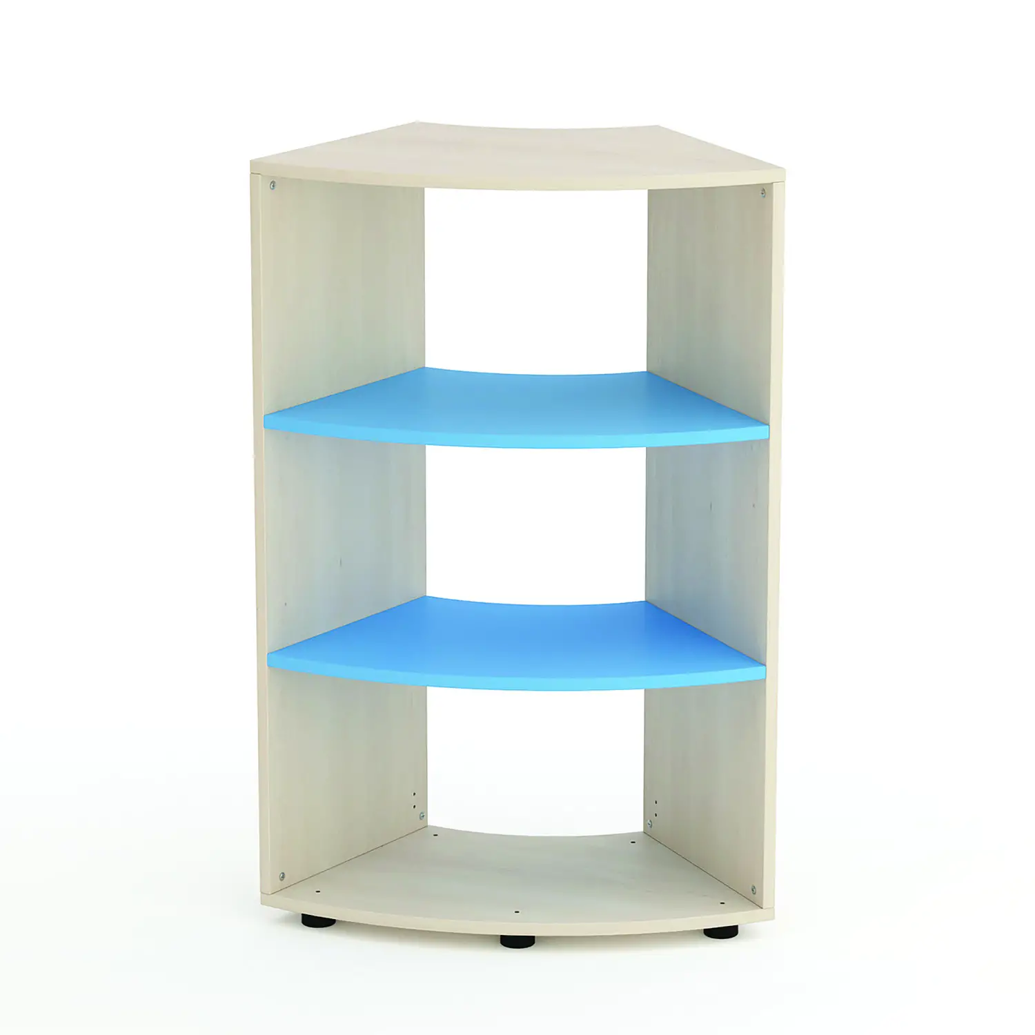 Mobile Scuola Kubò Betulla Curvo 60 Gradi H 110 cm. Ripiani Blu Orizzonte - Conforme CAM - Arredo Nido e Infanzia