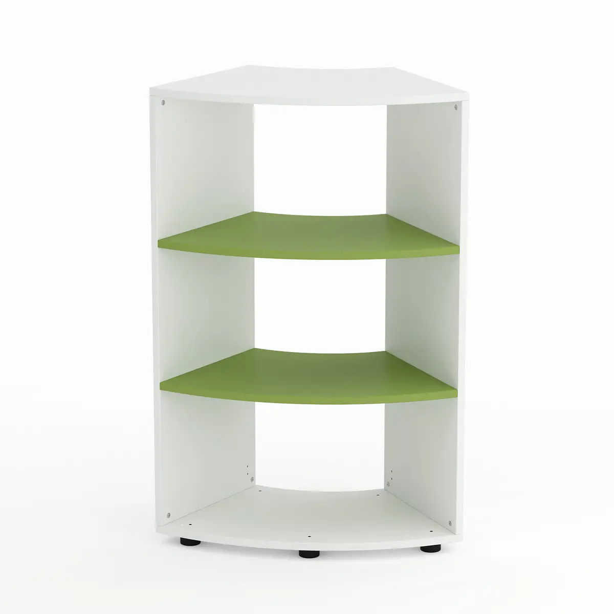 Kubò School Cabinet White Curved 60 Degrees H 110 cm. Kiwi Green shelves - CAM compliant - Compulsory school furniture