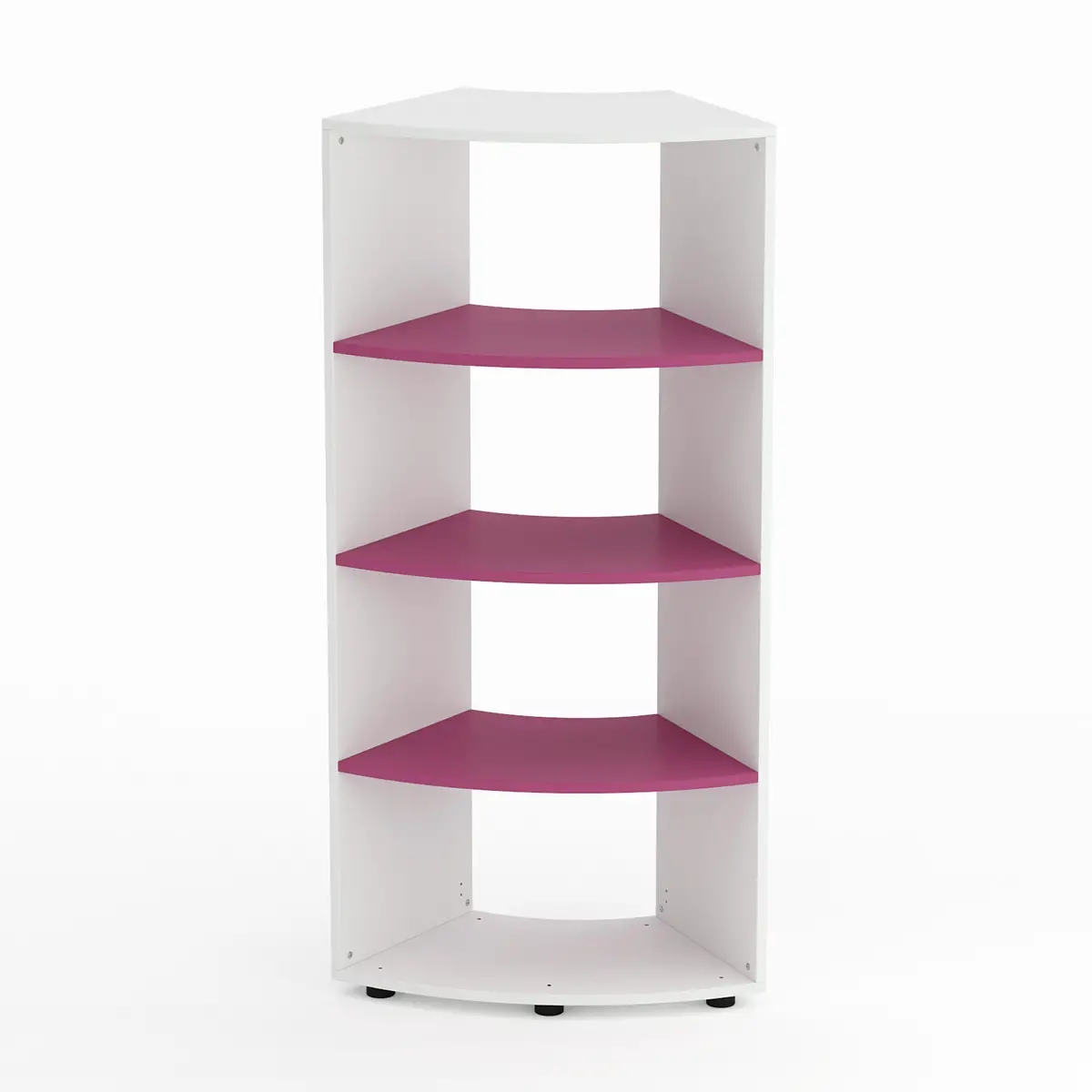 Mobile Scuola Kubò Bianco Curvo 60 Gradi H 150 cm. Ripiani Fucsia - Conforme CAM - Arredo scuola dell'obbligo