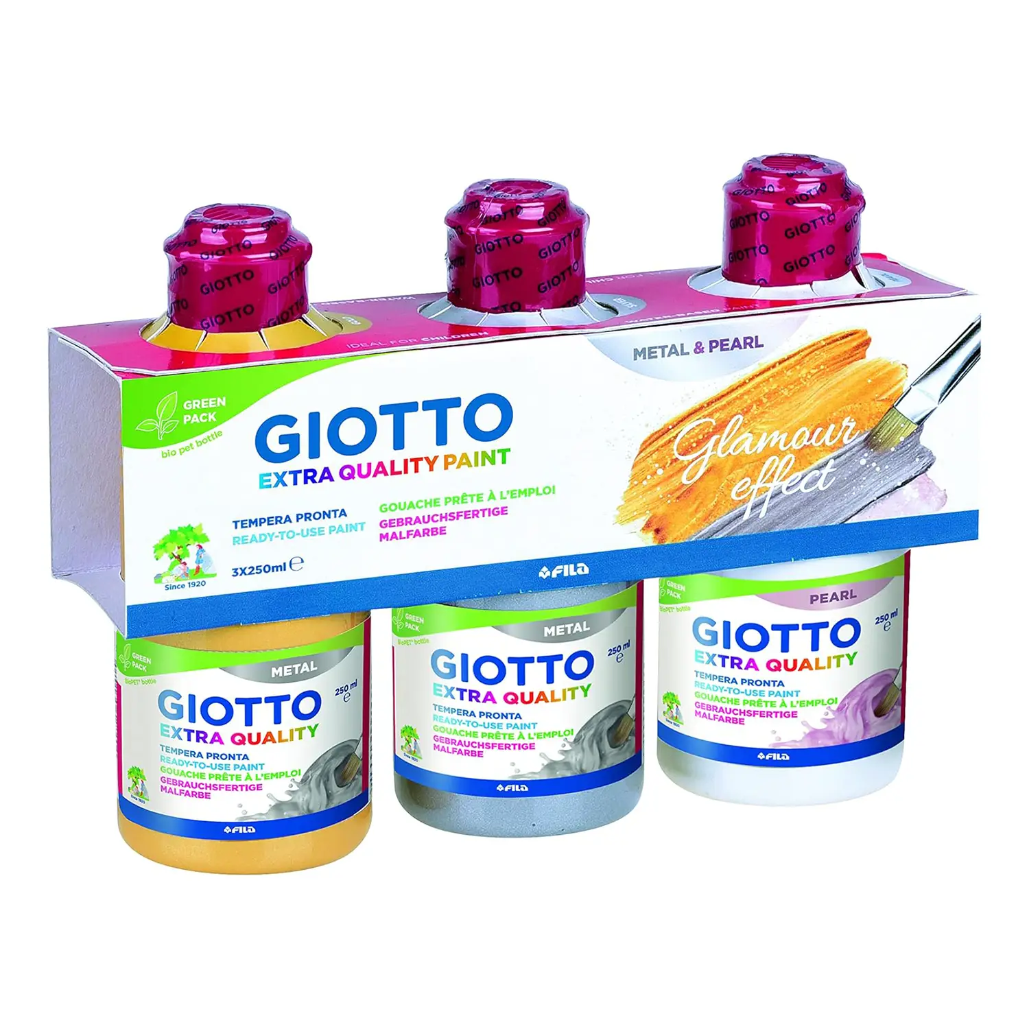 Tempera Giotto Metal - Set 3 Colori da 250 ml - Tempere