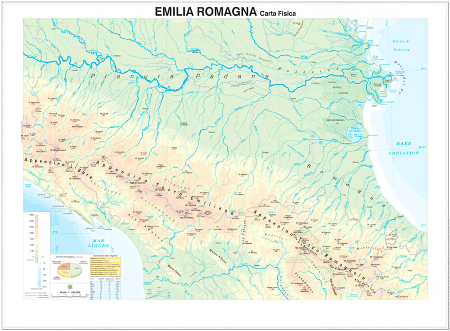 Carta Geografica Regionale Emilia Romagna - Geografia e scienze naturali